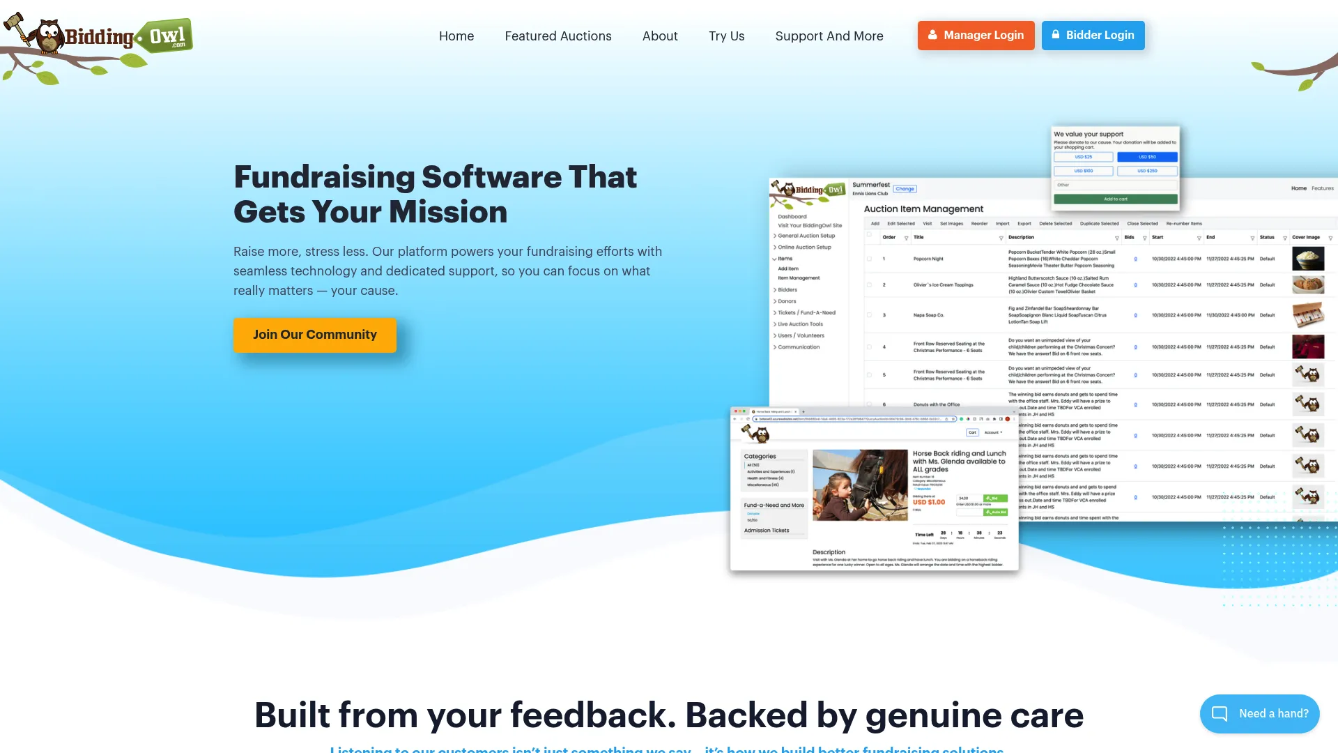 BiddingOwl online auction software for charity fundraising