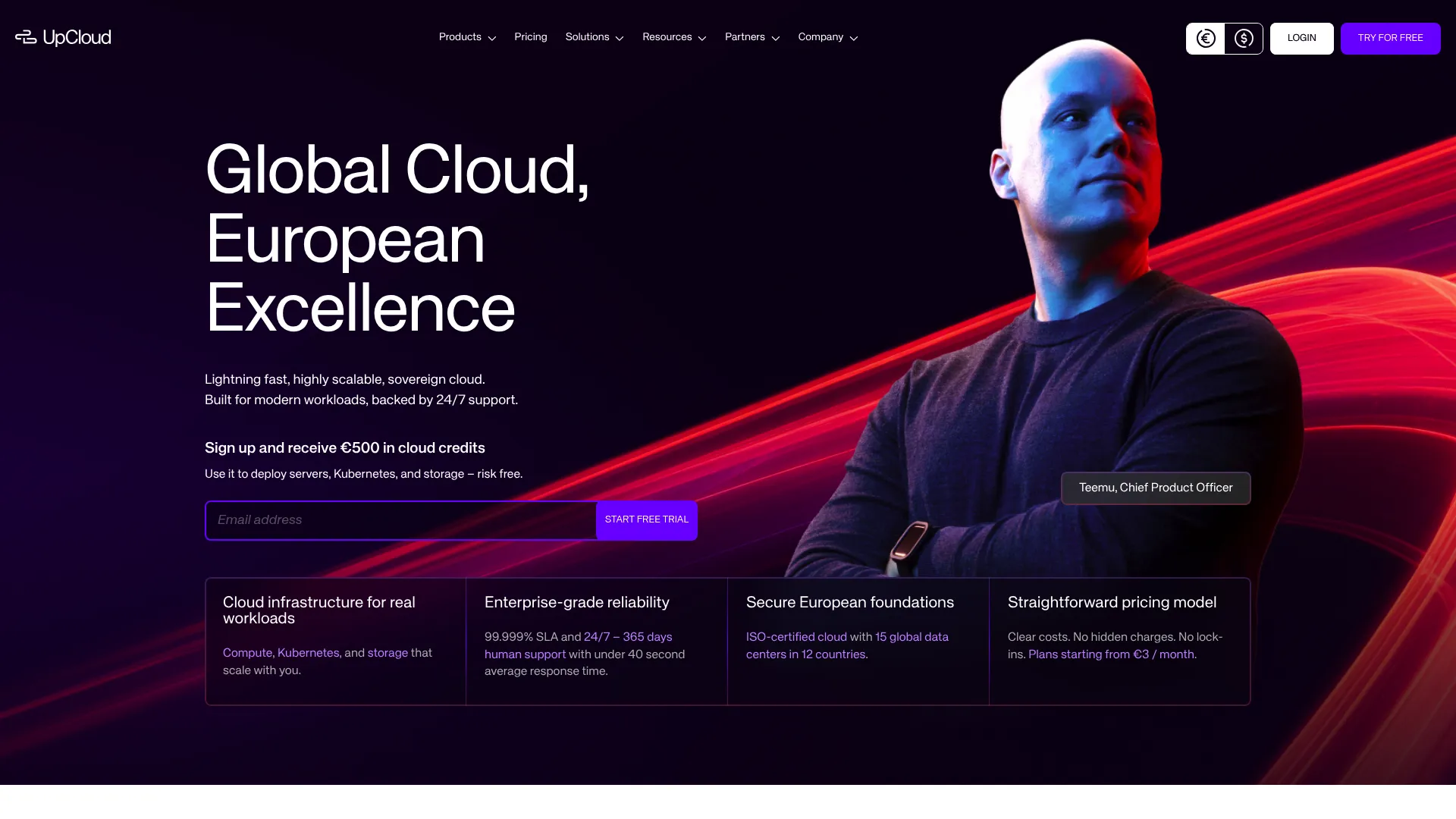 UpCloud homepage