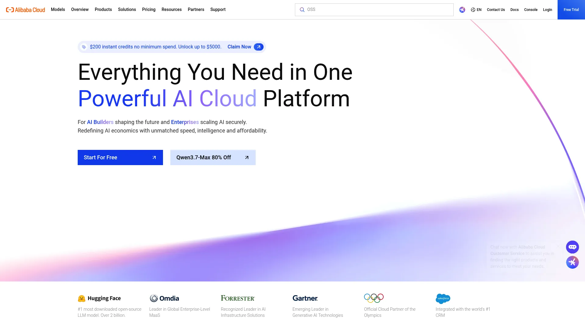 Alibaba Cloud homepage