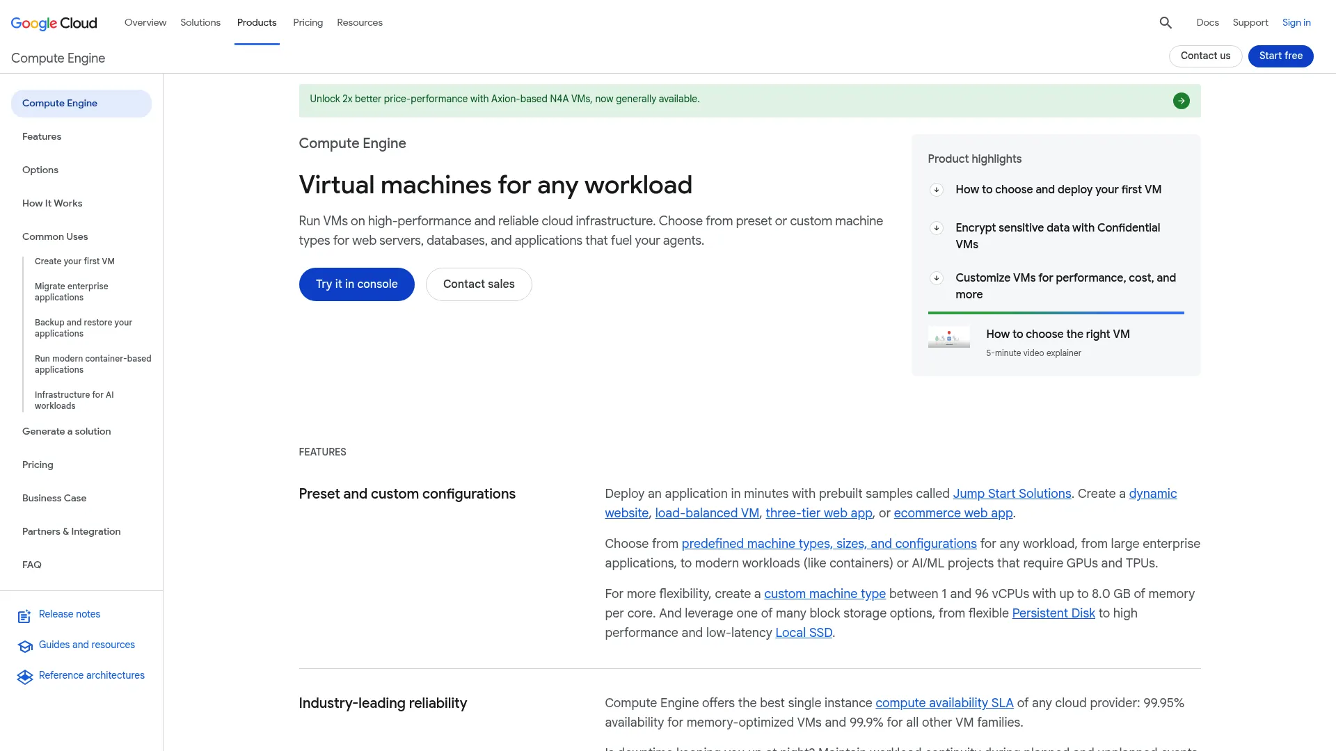 Google Compute Engine homepage