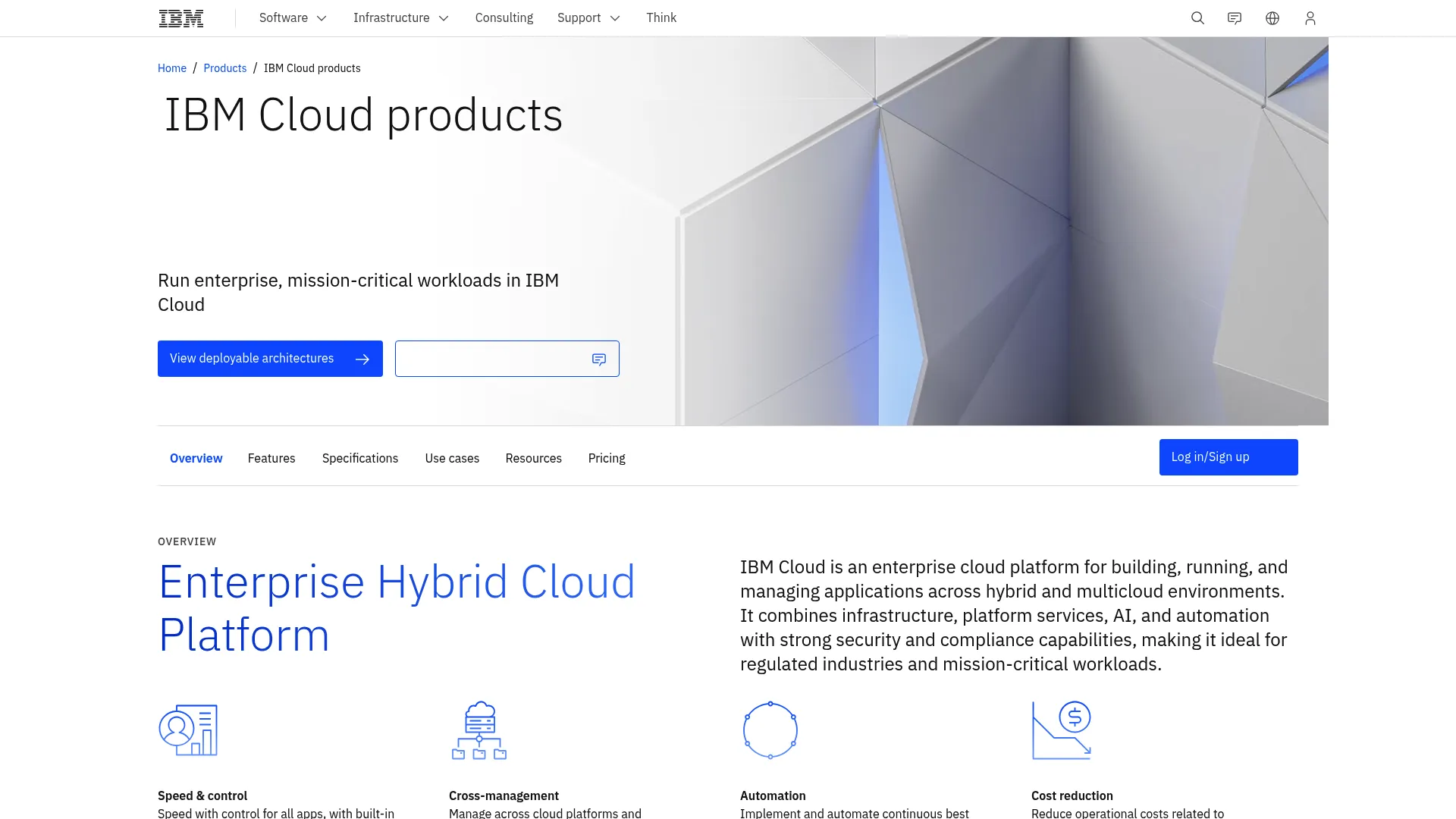 IBM Cloud homepage