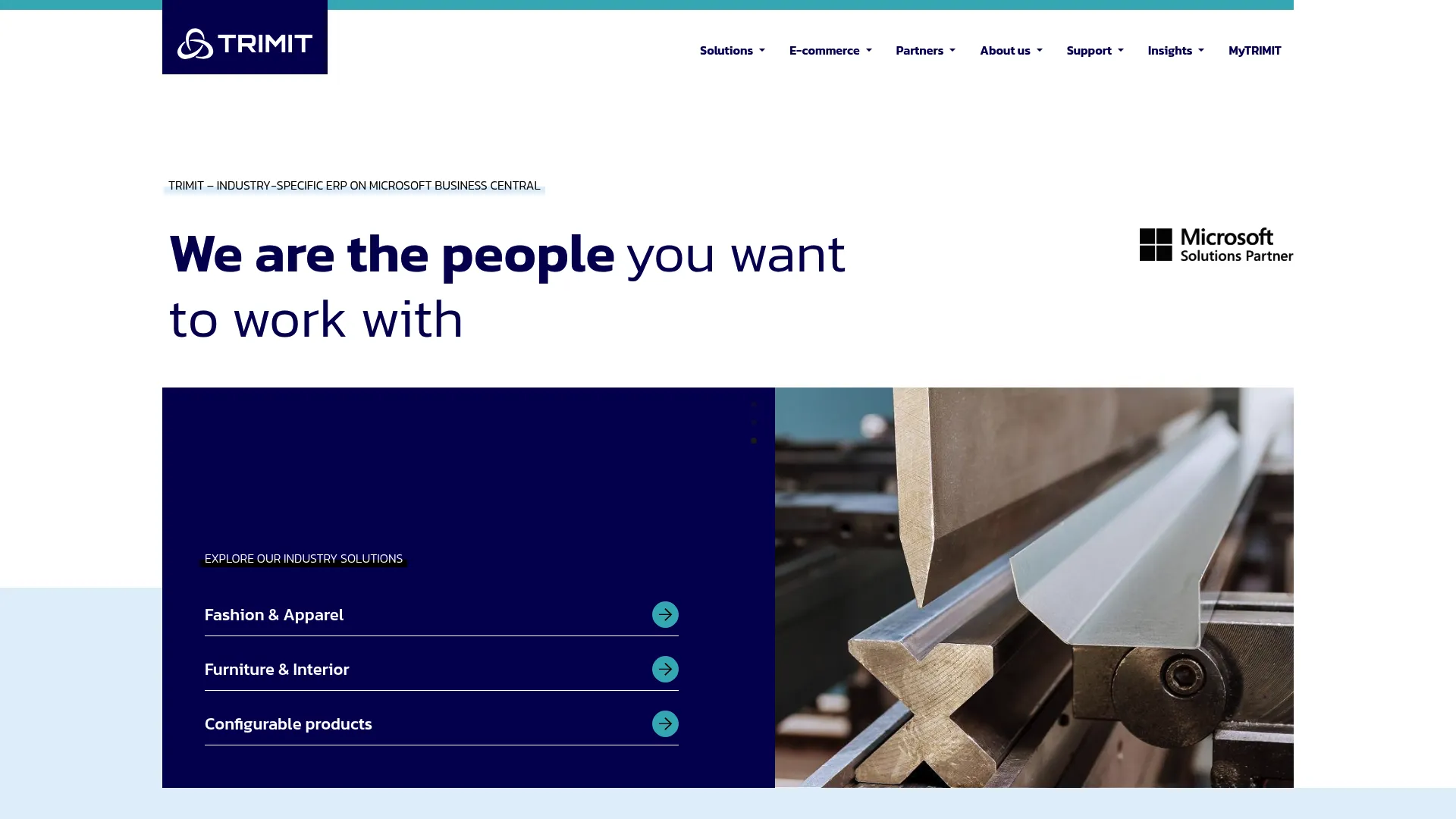 Trimit apparel ERP on Microsoft Dynamics homepage