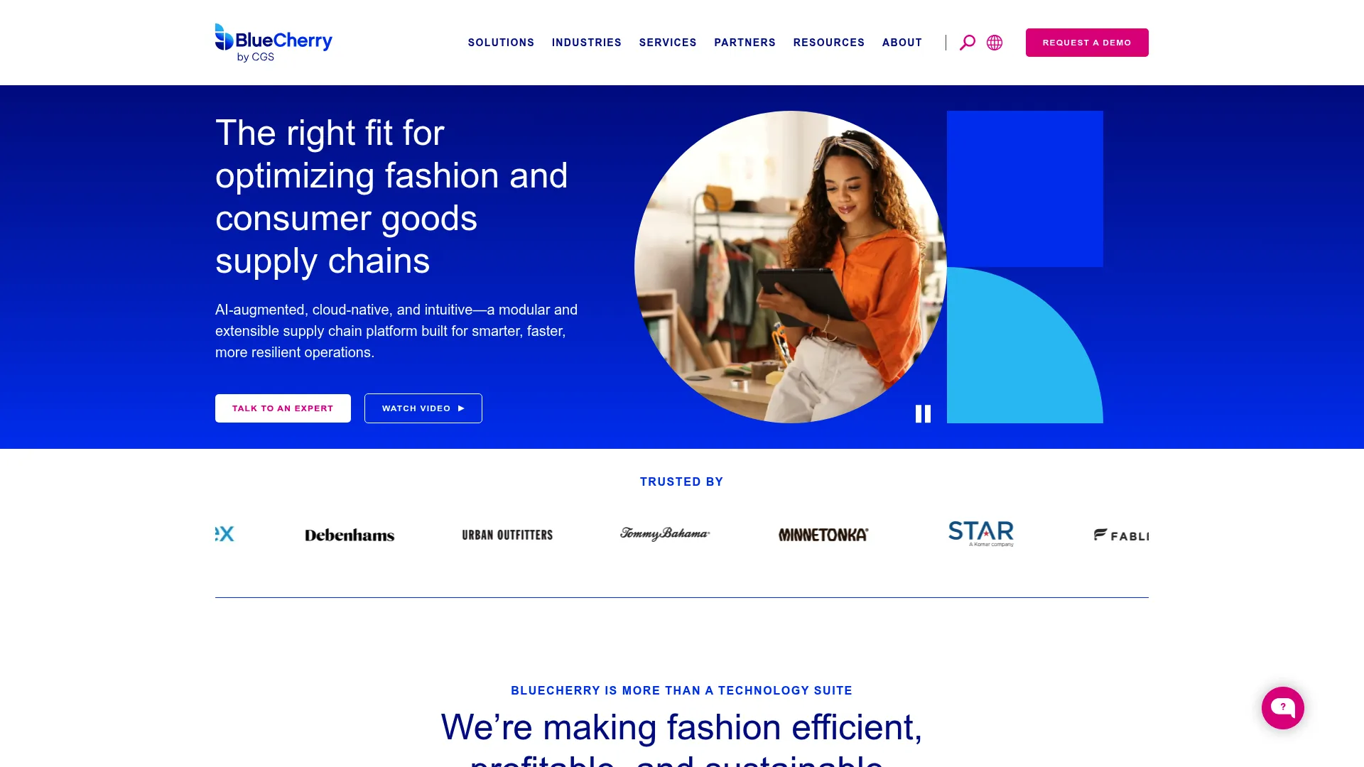 BlueCherry supply chain management homepage