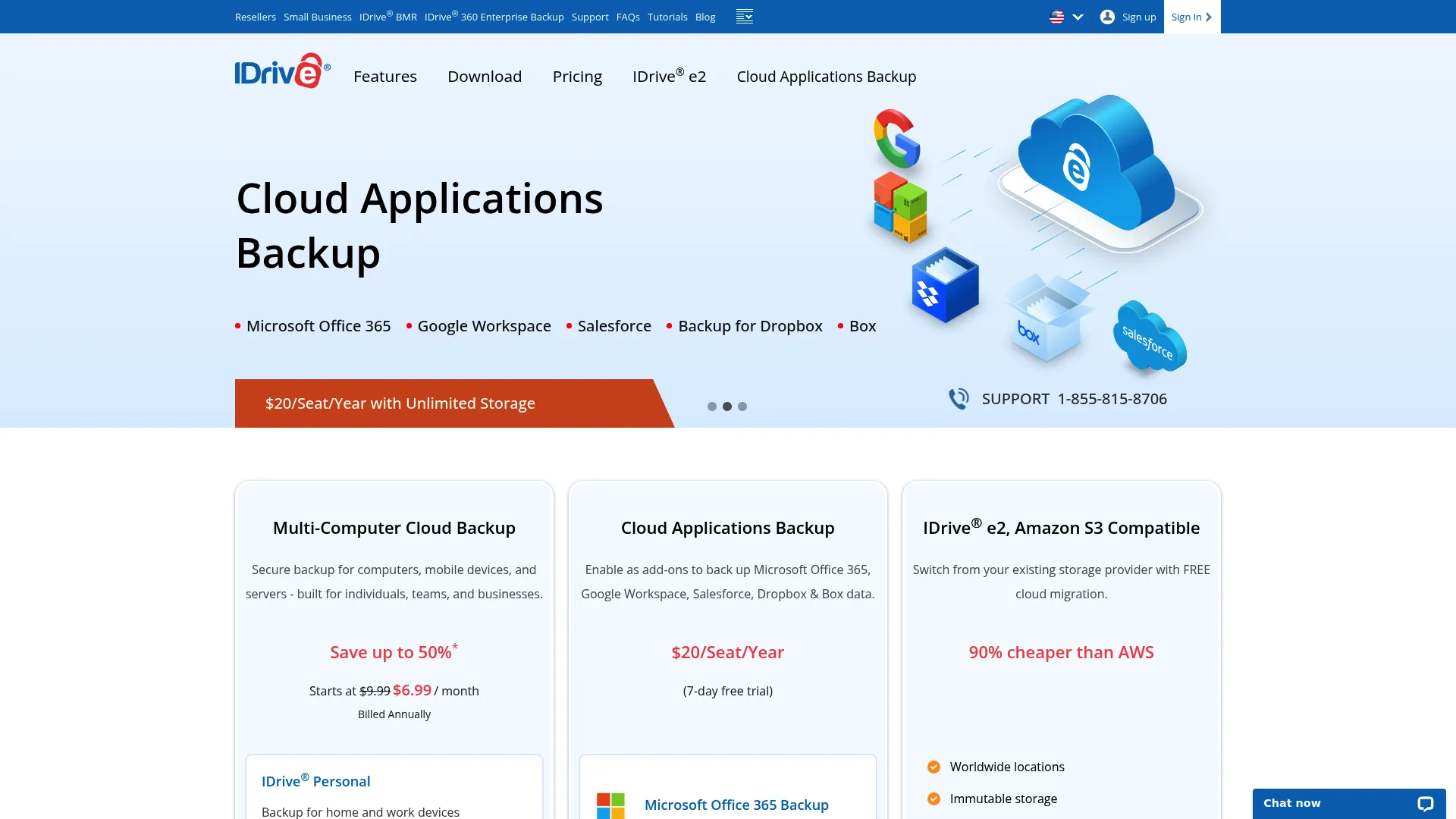 IDrive cloud backup and storage homepage