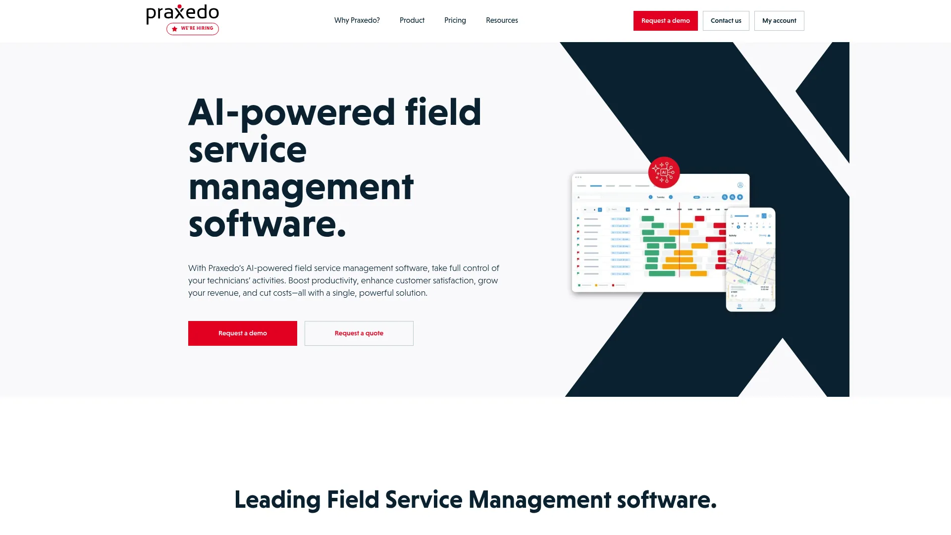 Praxedo field service dispatch software homepage