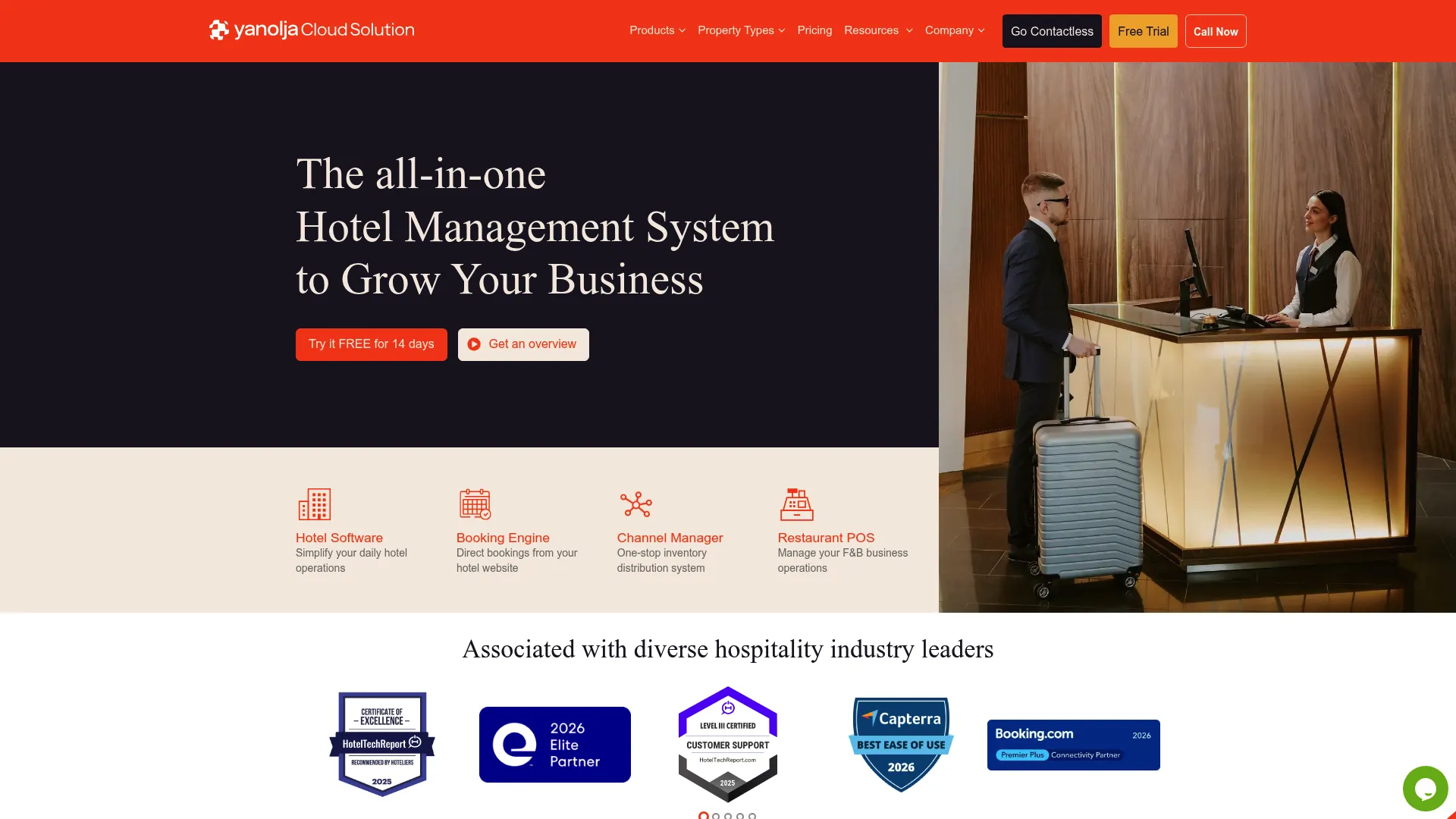 eZee Absolute cloud hotel PMS homepage