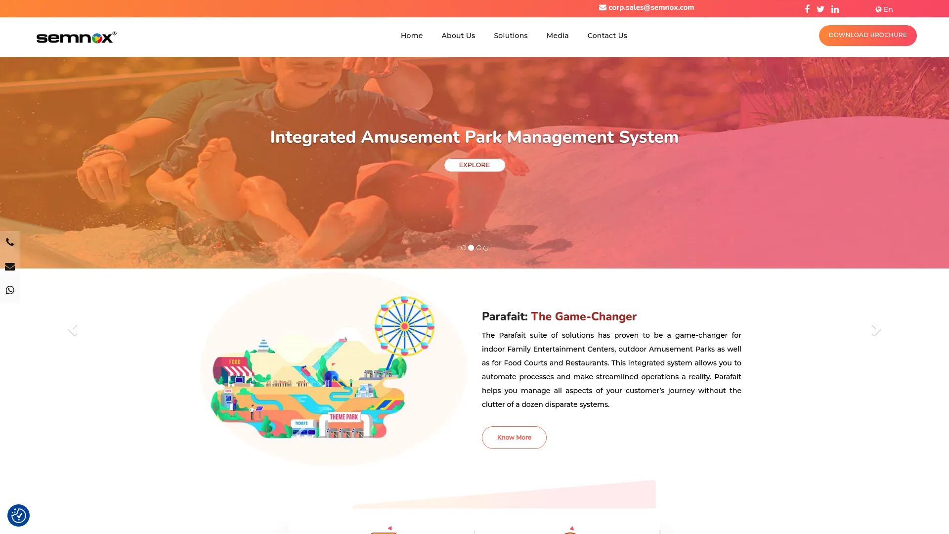 Semnox Parafait venue management suite homepage