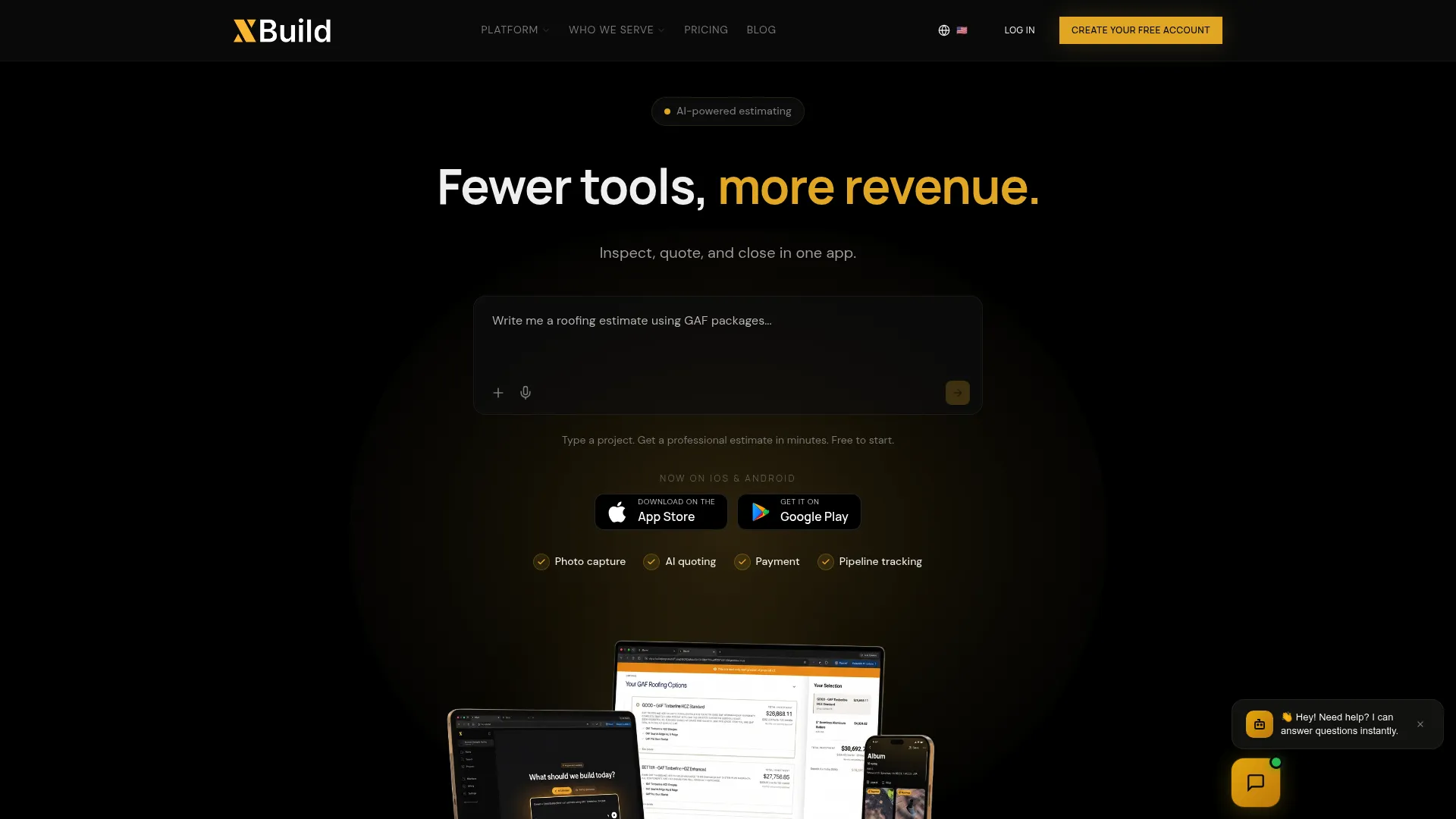 XBuild AI-powered estimating and proposal platform