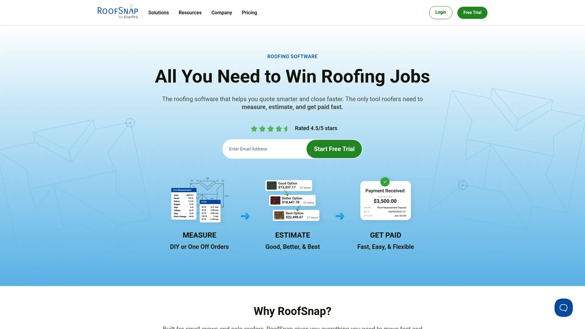 RoofSnap fast roofing estimate and measurement software