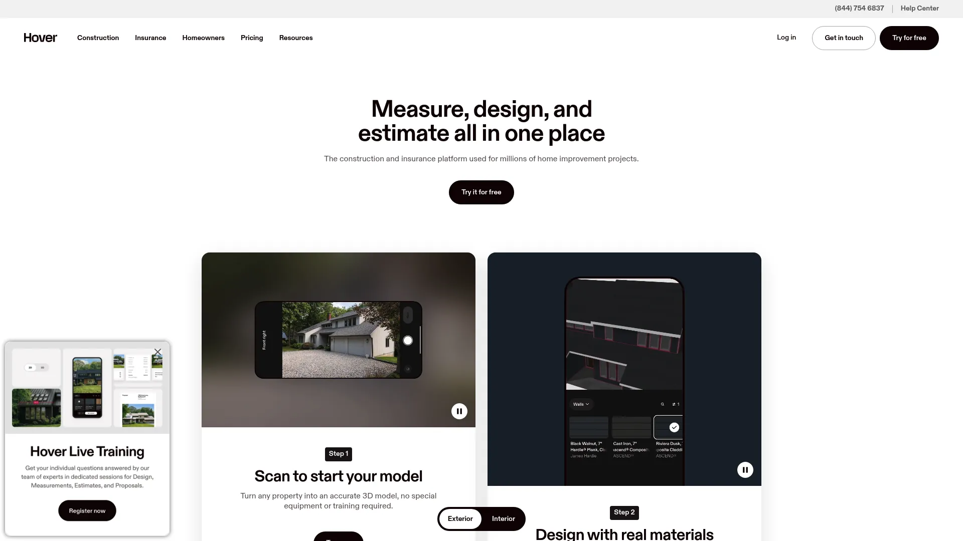 Hover 3D property measurement and design platform