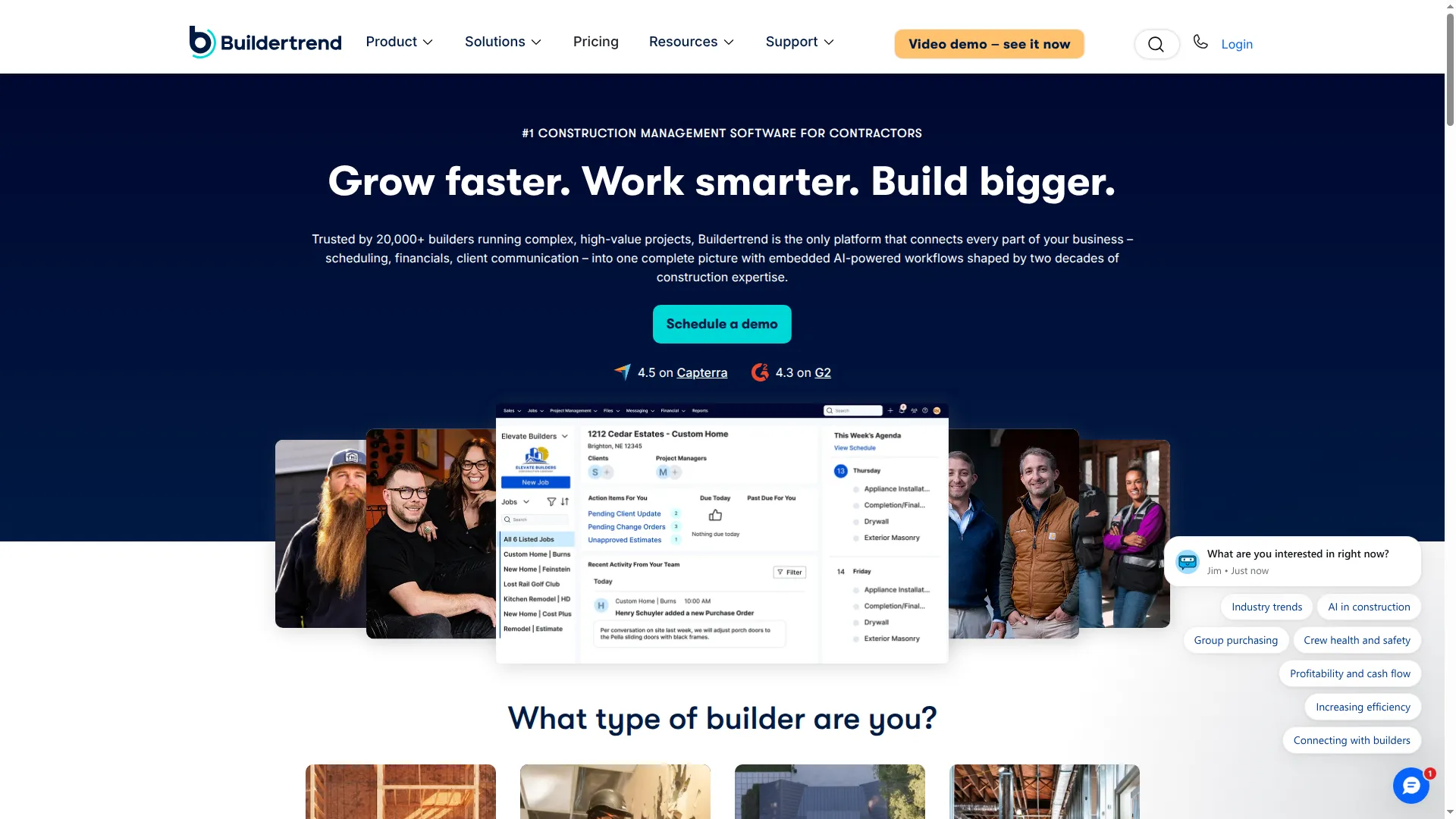 Buildertrend construction management platform interface