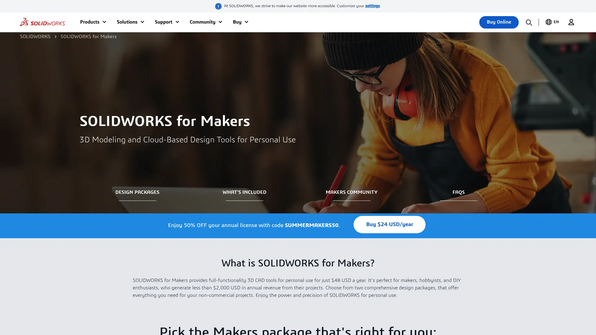 SOLIDWORKS for Makers CAD interface