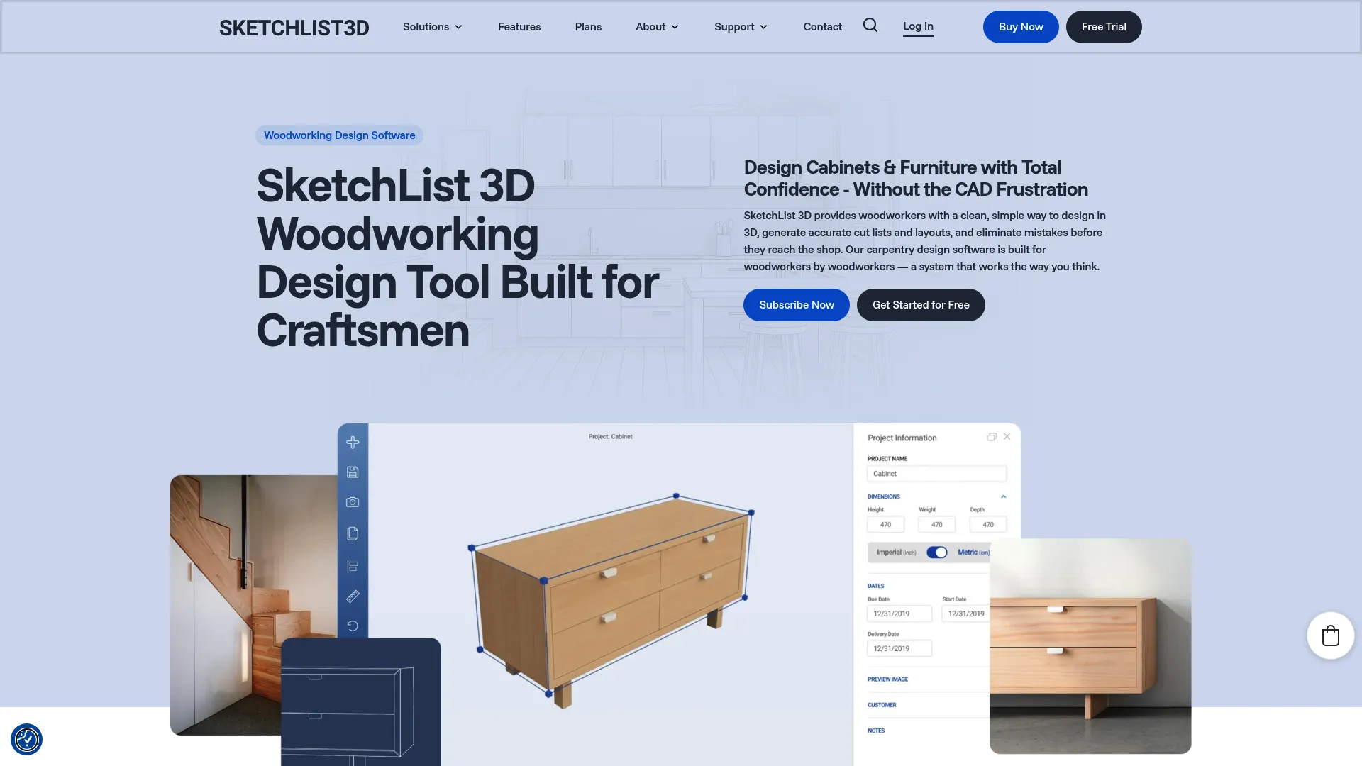 SketchList 3D woodworking design interface