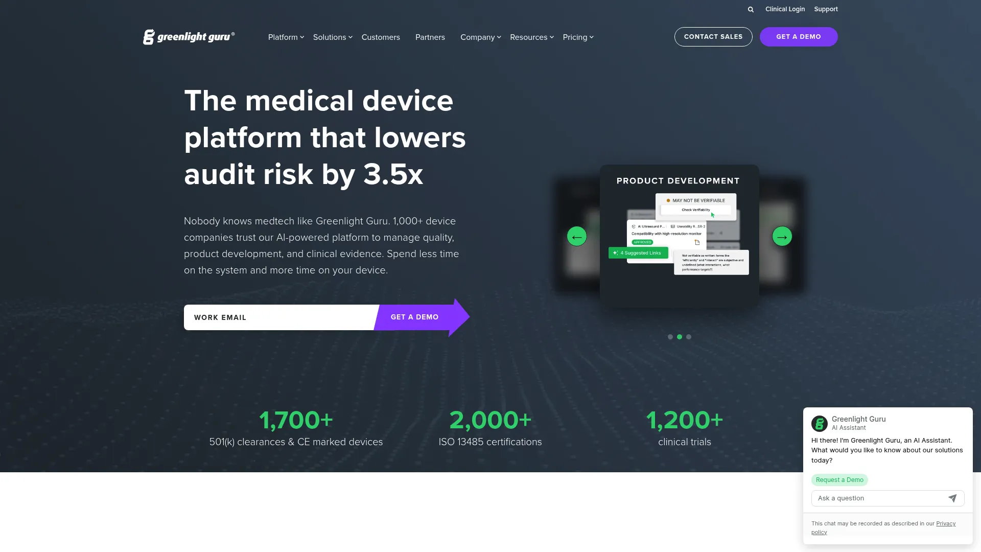 Greenlight Guru website homepage