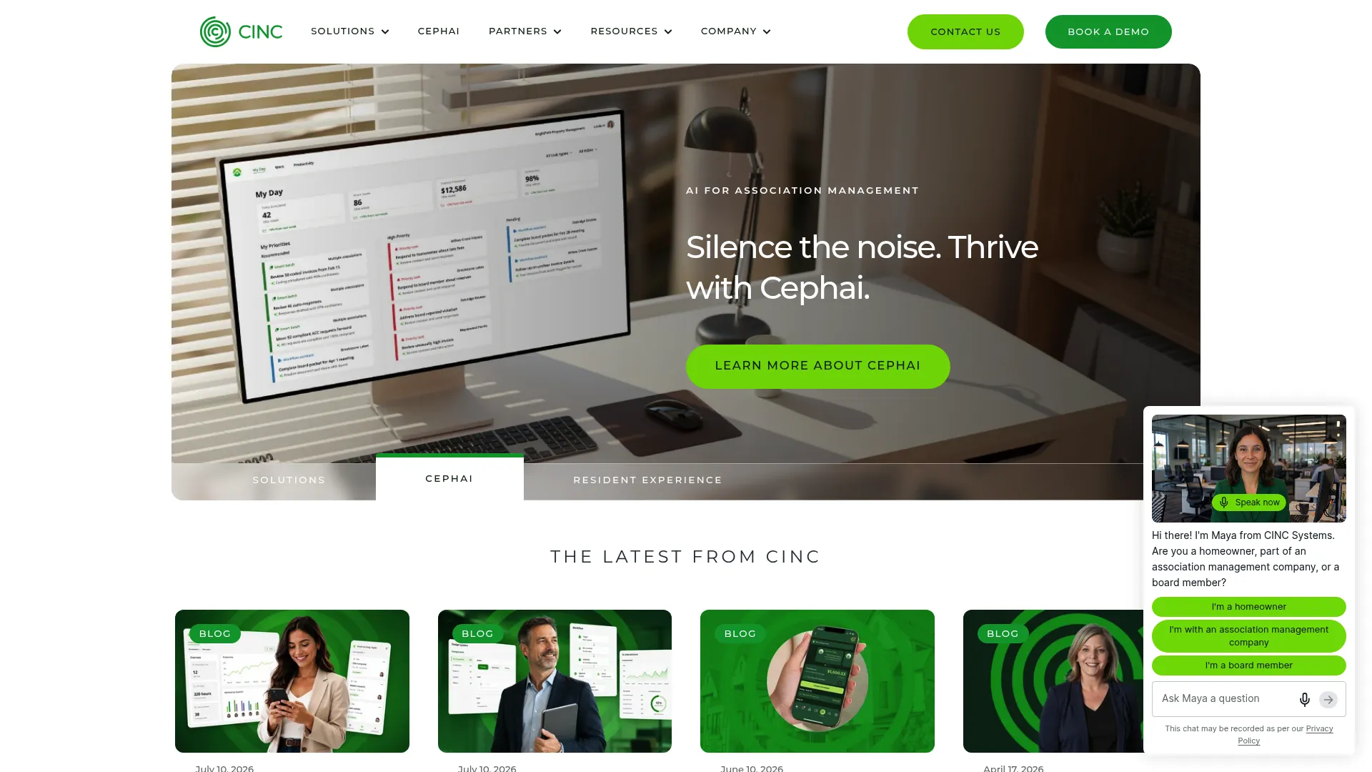 CINC Systems community association management software homepage