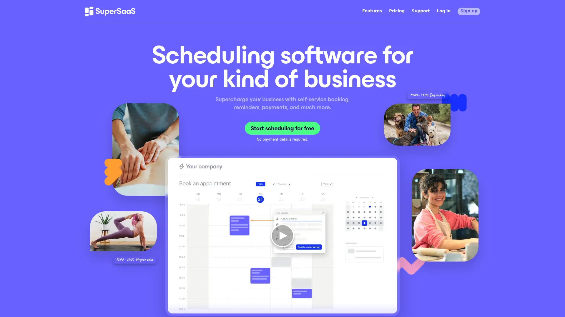 SuperSaaS online scheduling interface