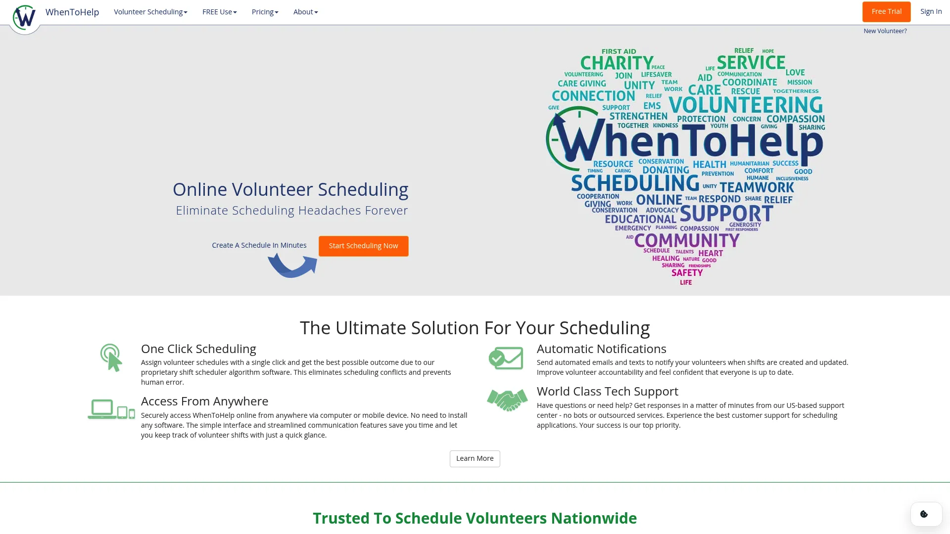 WhenToHelp volunteer scheduling interface