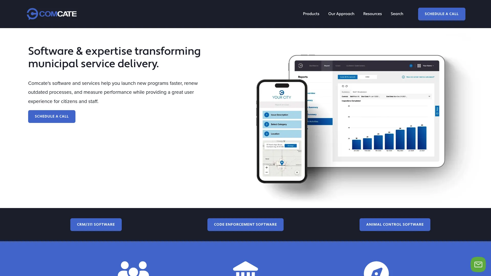 Comcate municipal service delivery software homepage
