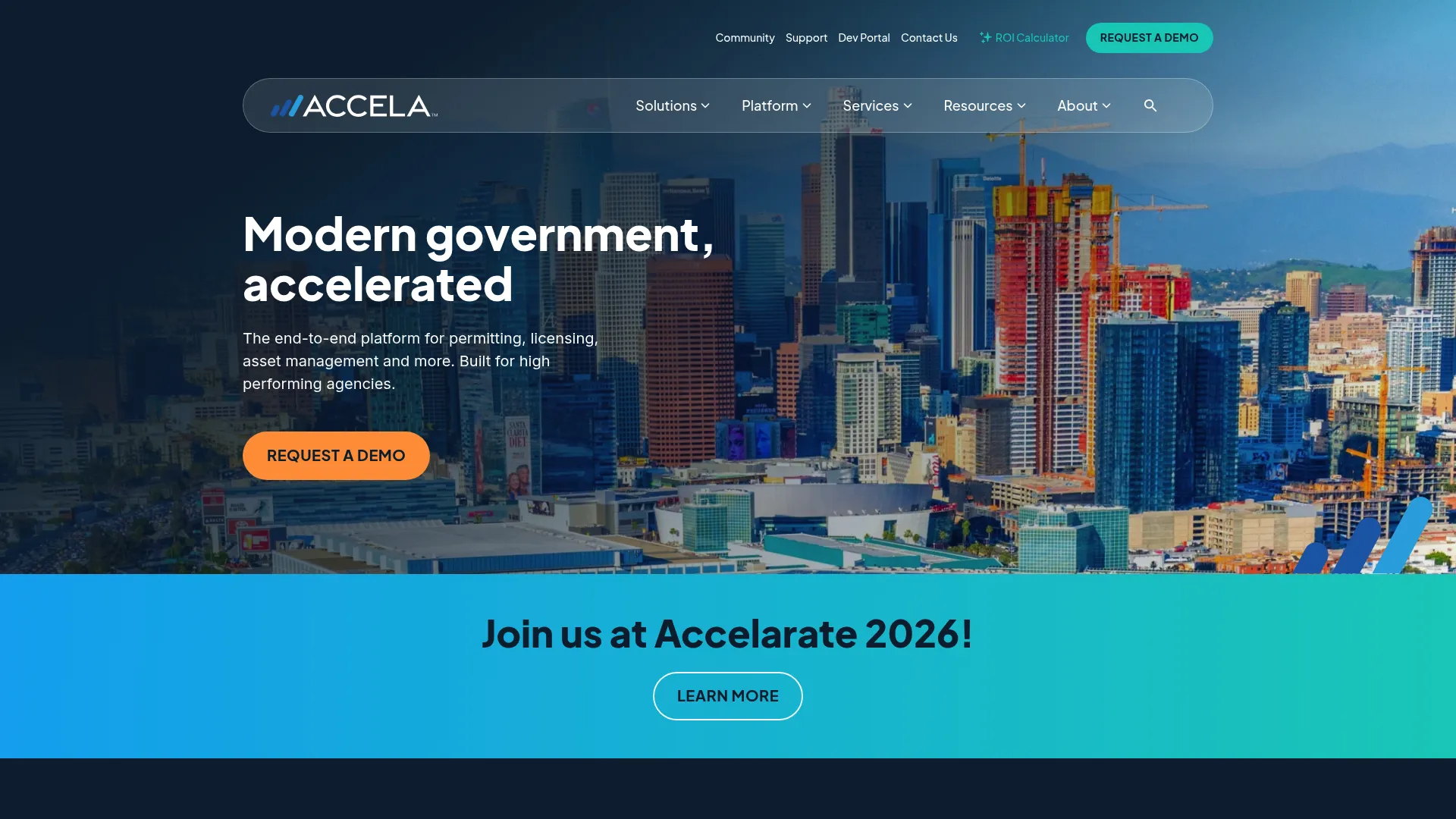 Accela permitting software homepage