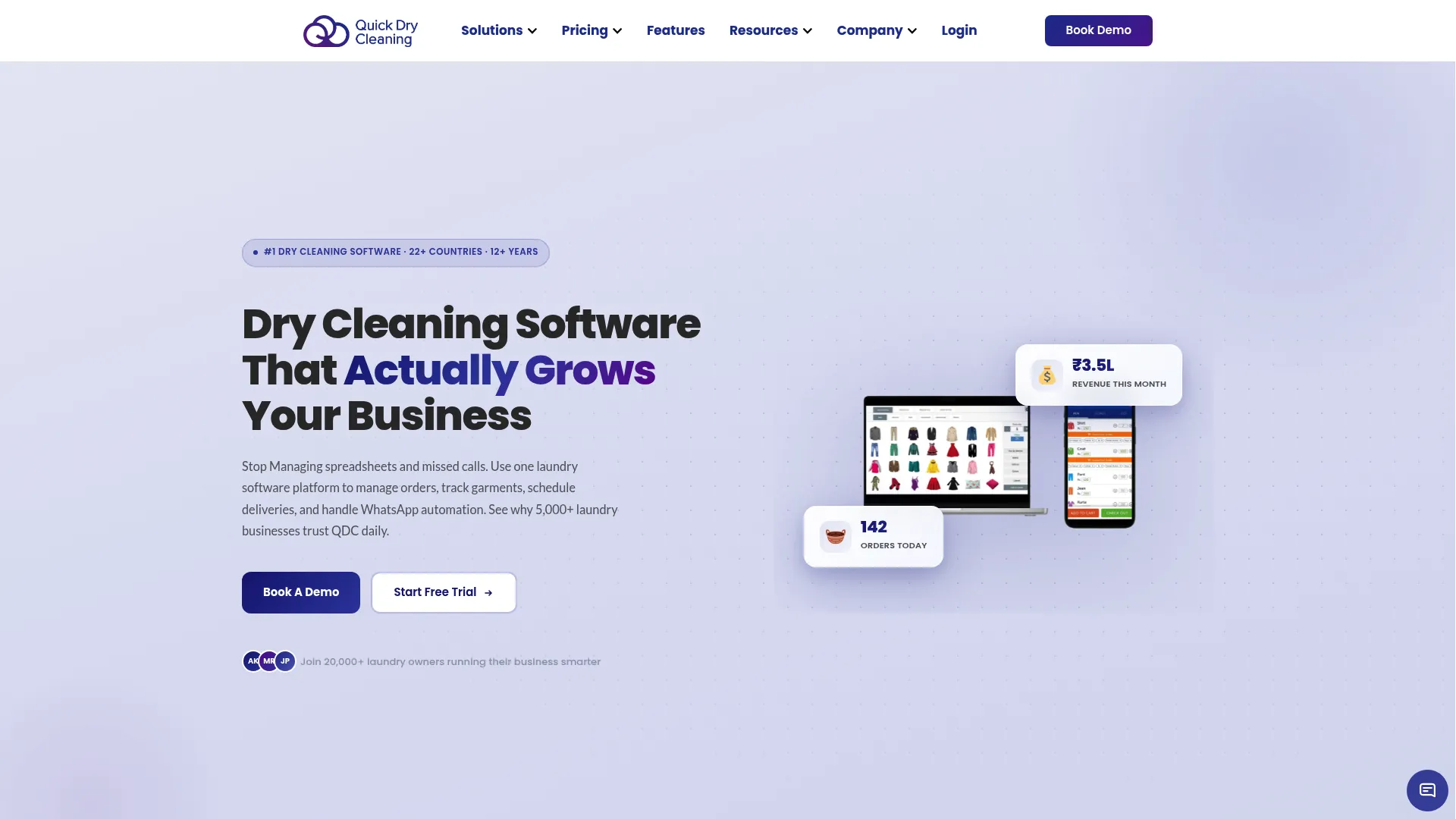 Quick Dry Cleaning Software cloud management homepage