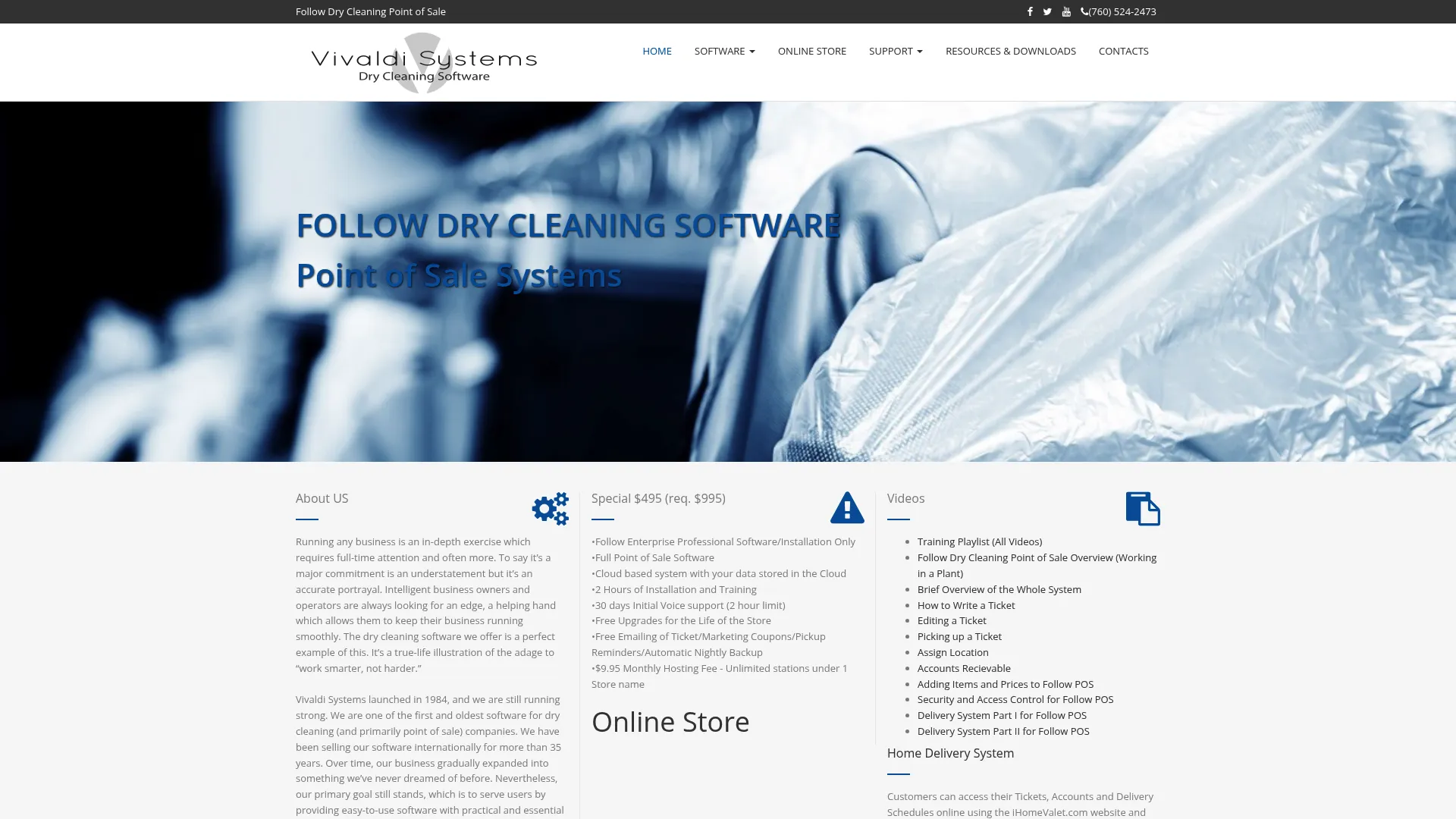 Follow dry cleaning point-of-sale software homepage