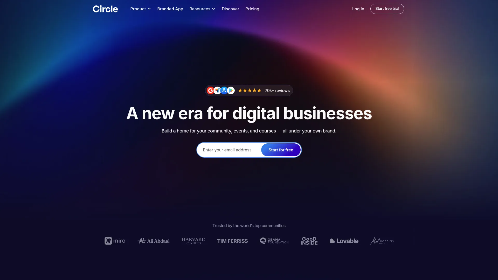 Circle branded community platform interface