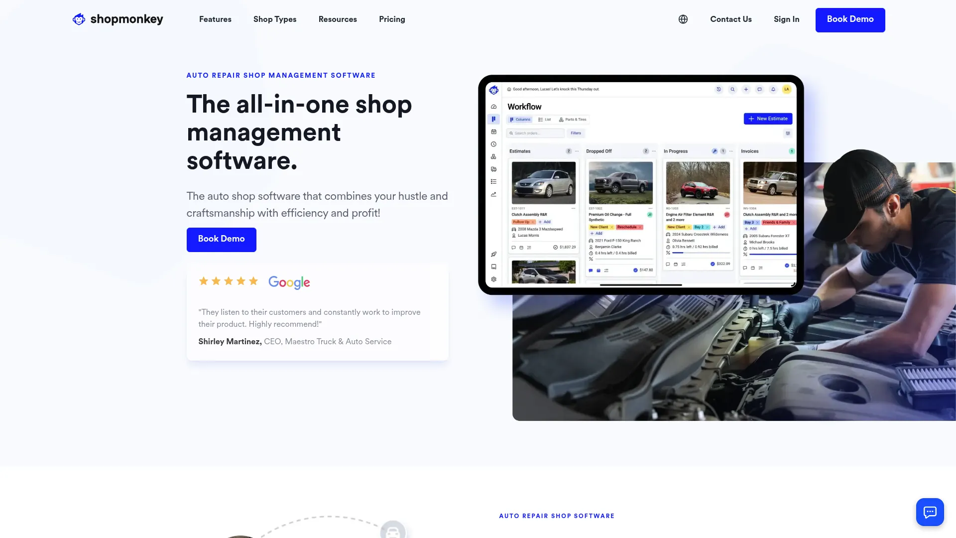 Shopmonkey shop management platform dashboard