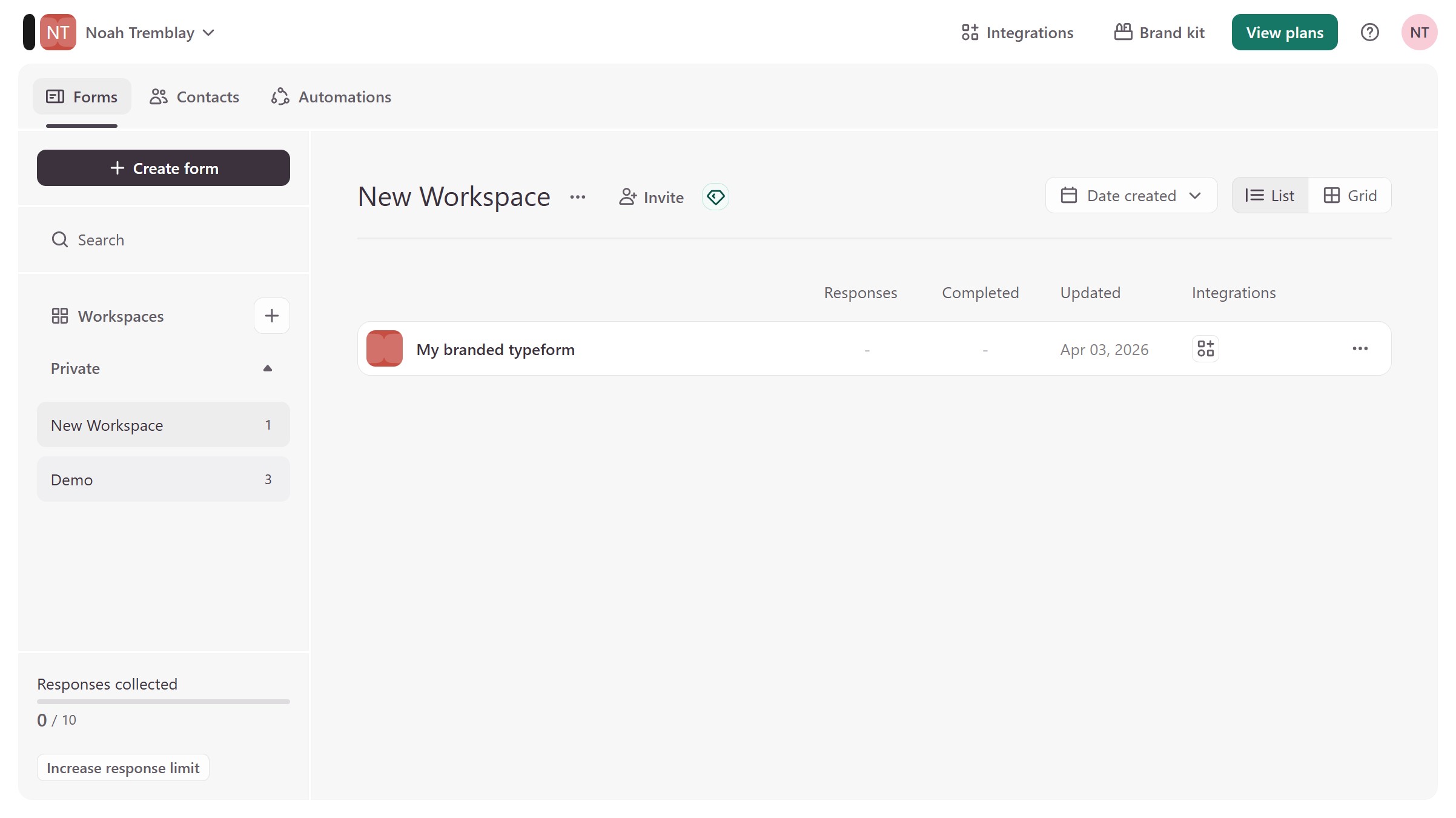 How to integrate a workspace to Stripe via Sales in Typeform