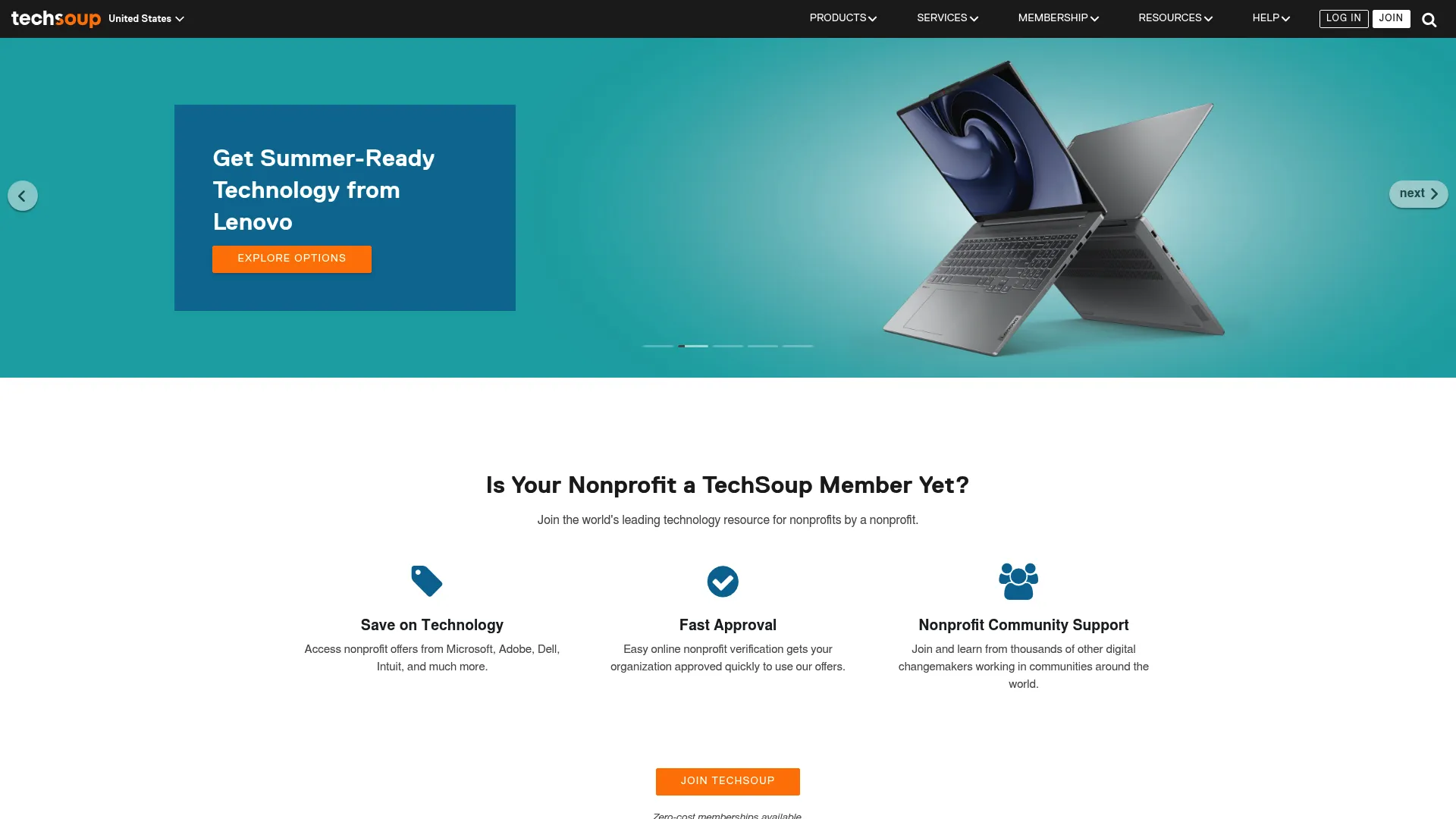 TechSoup nonprofit technology marketplace homepage