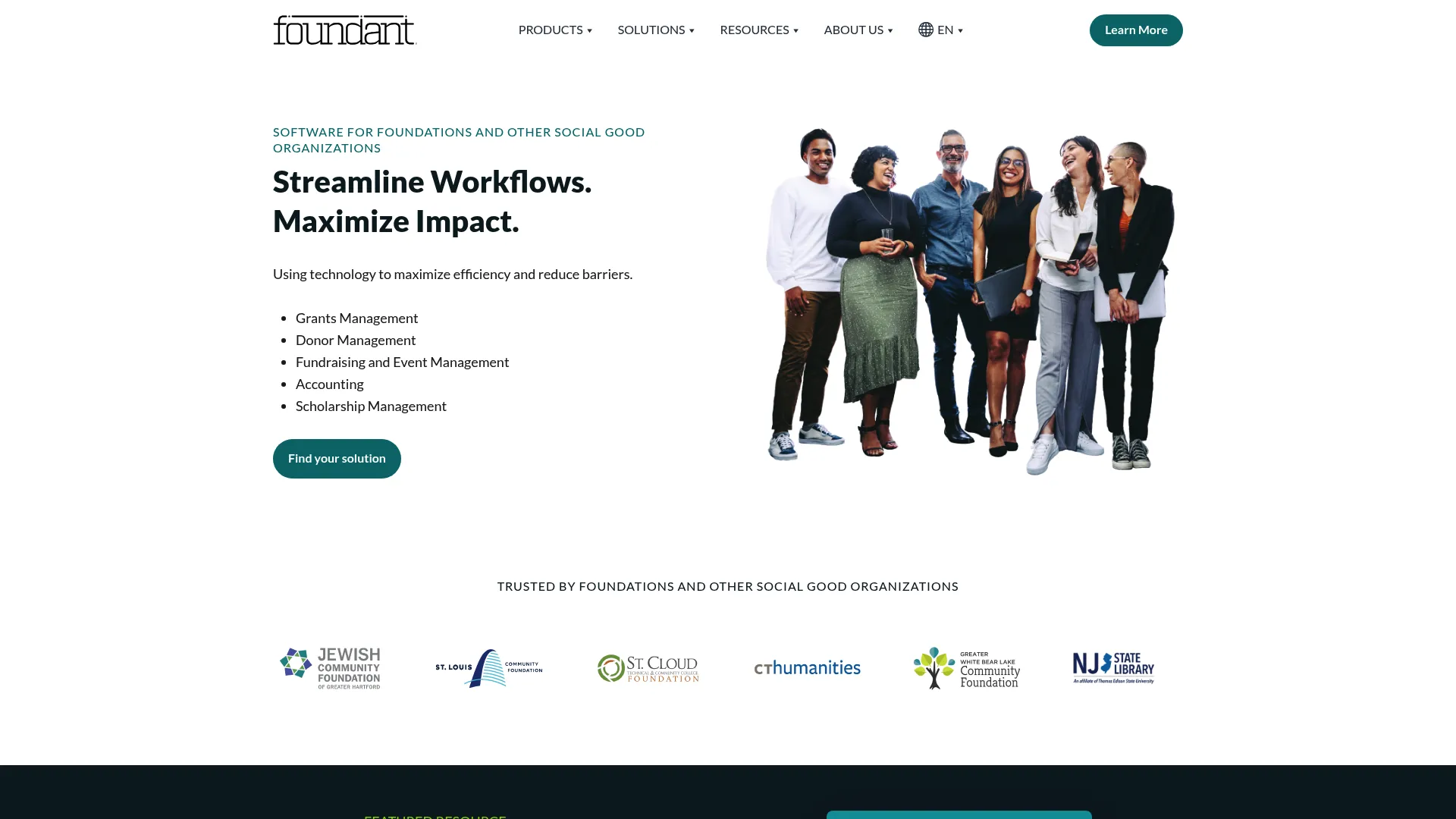 Foundant philanthropy software homepage