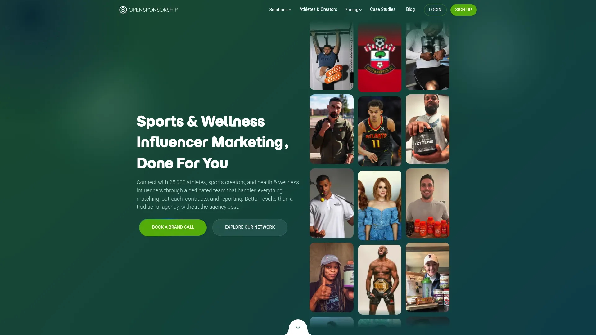 OpenSponsorship athlete and creator sponsorship marketplace homepage