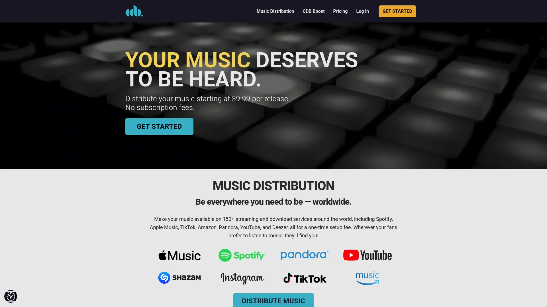 CD Baby music distribution homepage