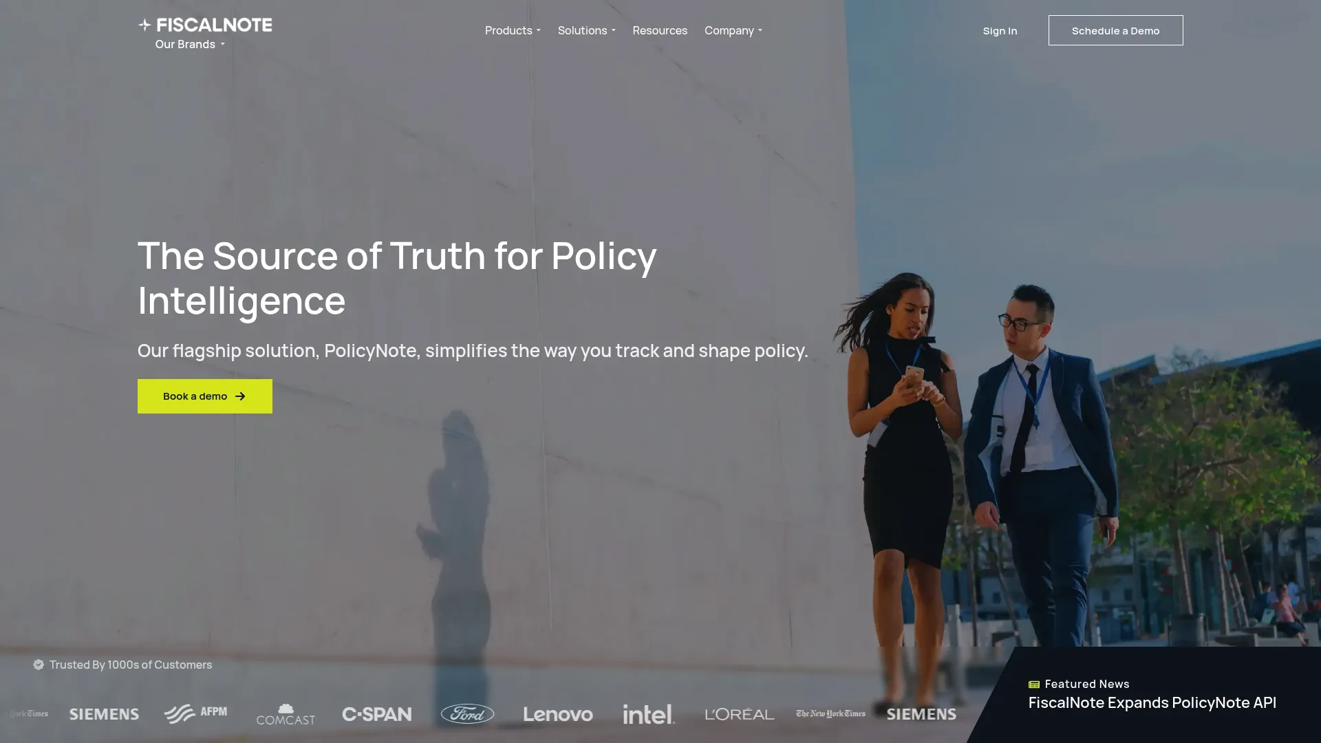 FiscalNote policy intelligence platform homepage