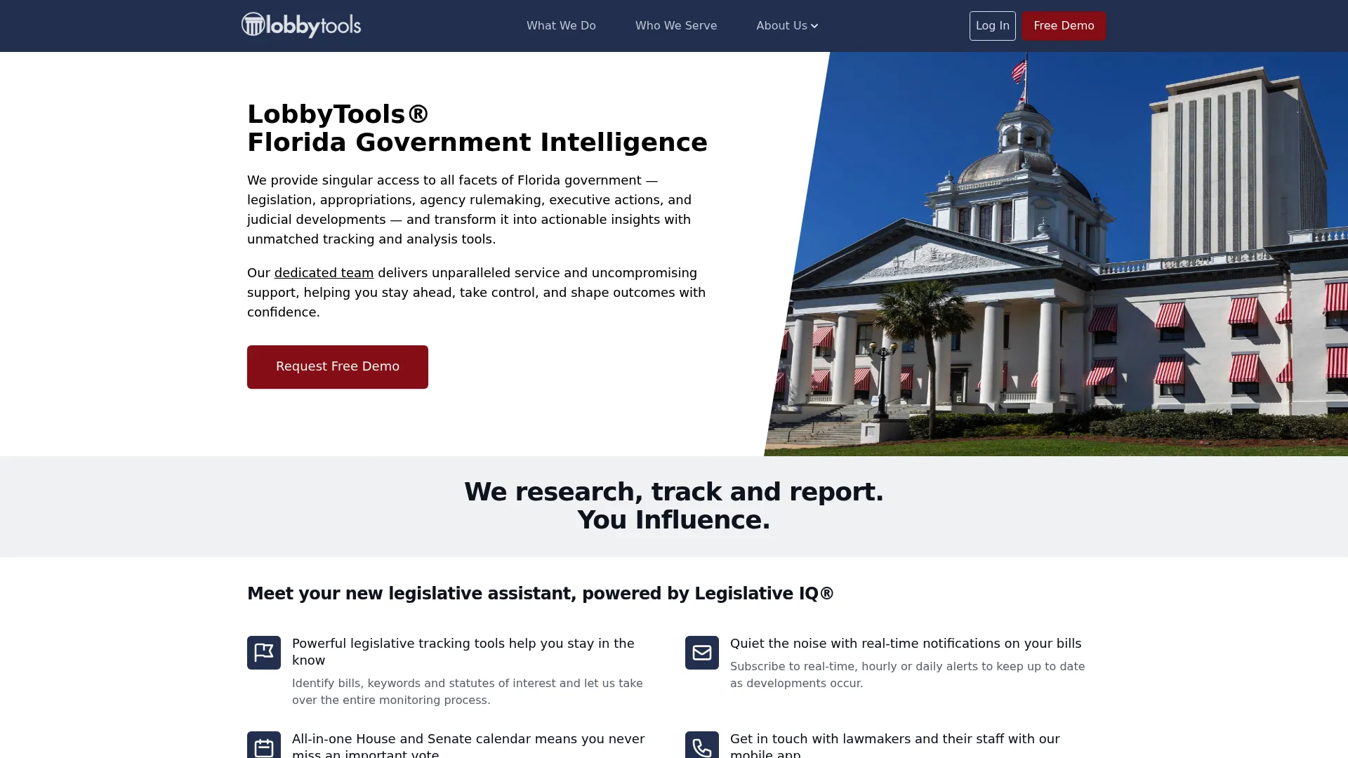 LobbyTools Florida legislative intelligence platform homepage