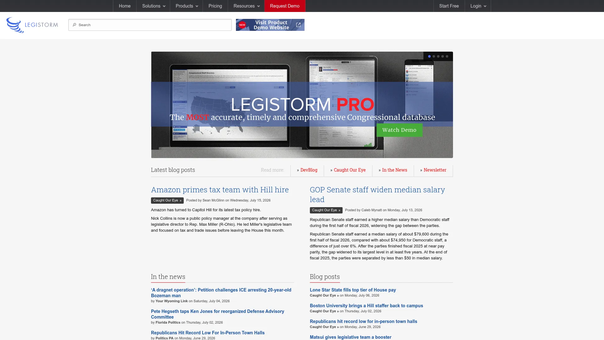 LegiStorm public affairs platform homepage