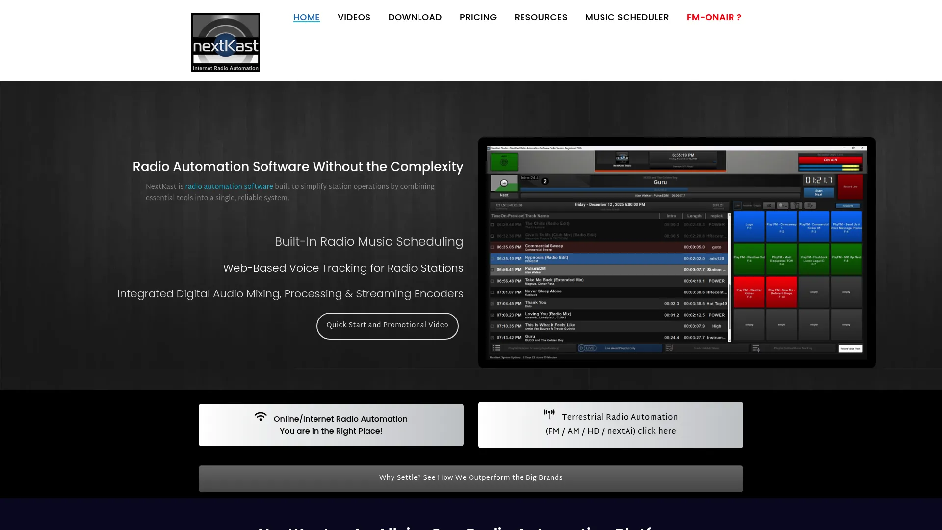 NextKast OnAir radio automation software interface