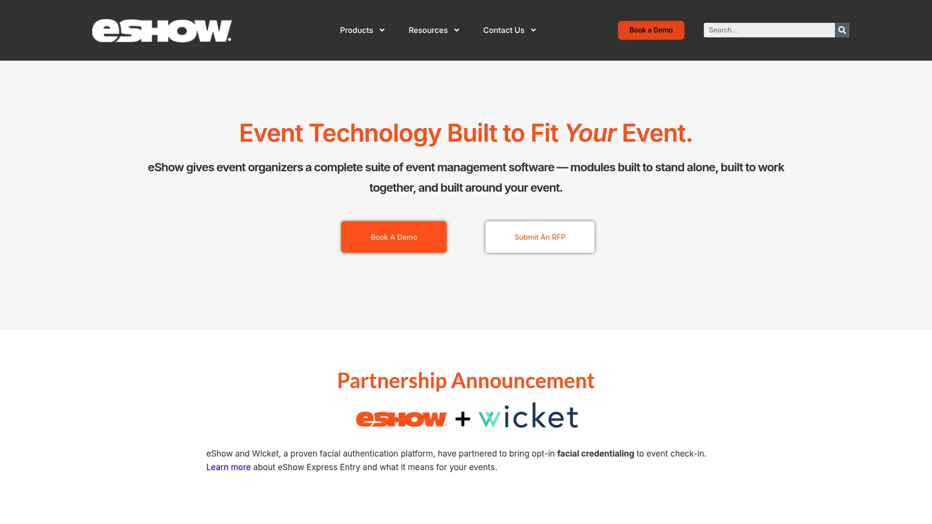 eShow event management platform homepage