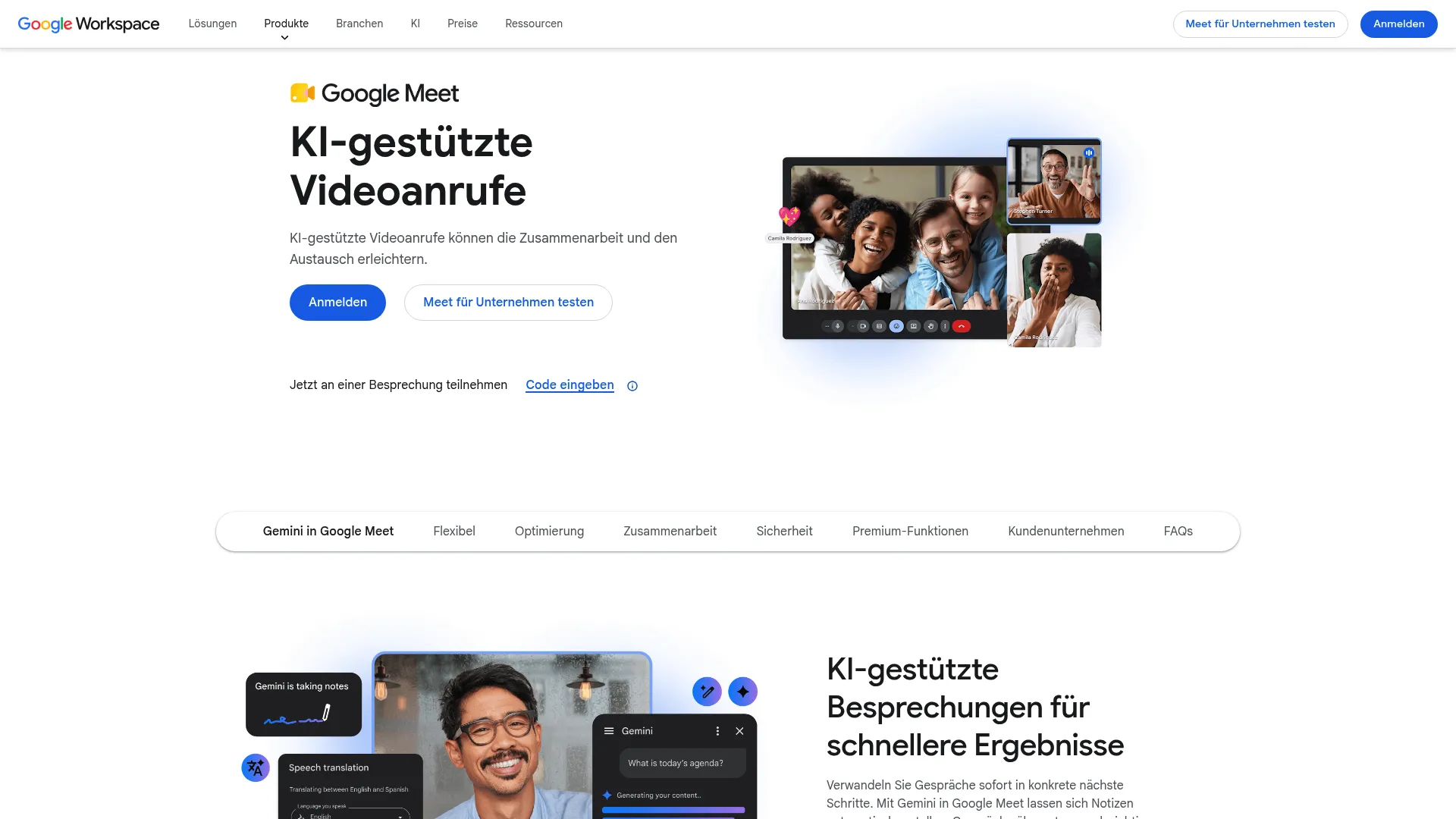 Google Meet browser-based video conferencing interface