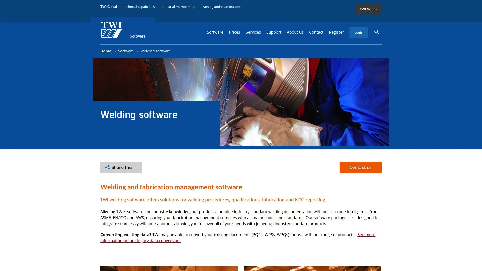 TWI Software Welding Software homepage