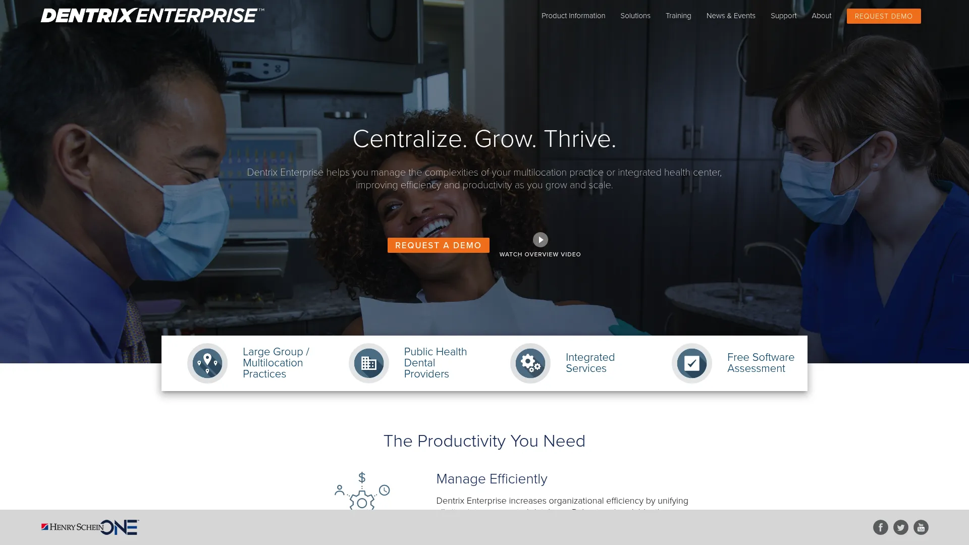 Dentrix Enterprise dental practice management software homepage