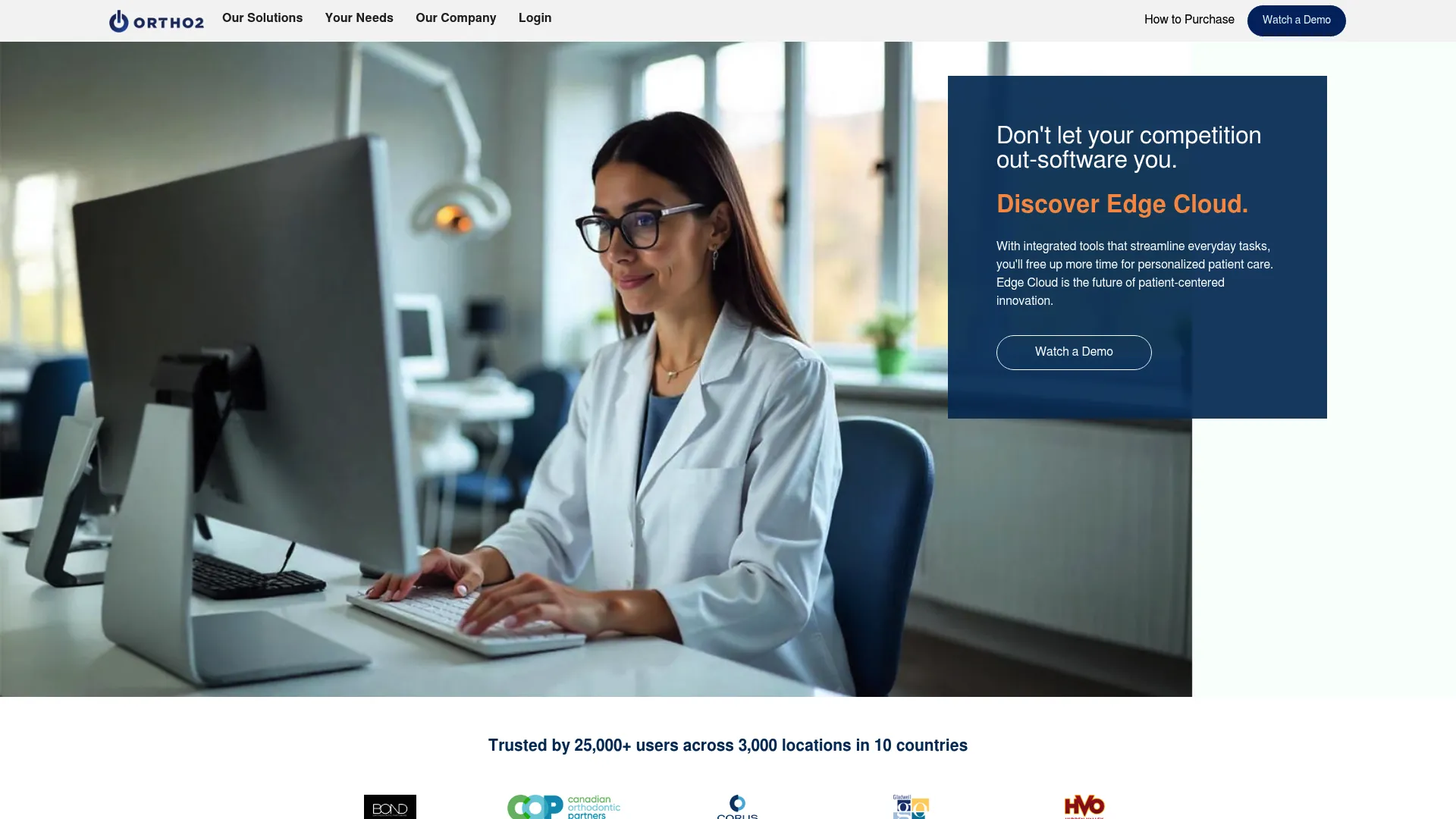 Ortho2 Edge Cloud orthodontic practice management software homepage
