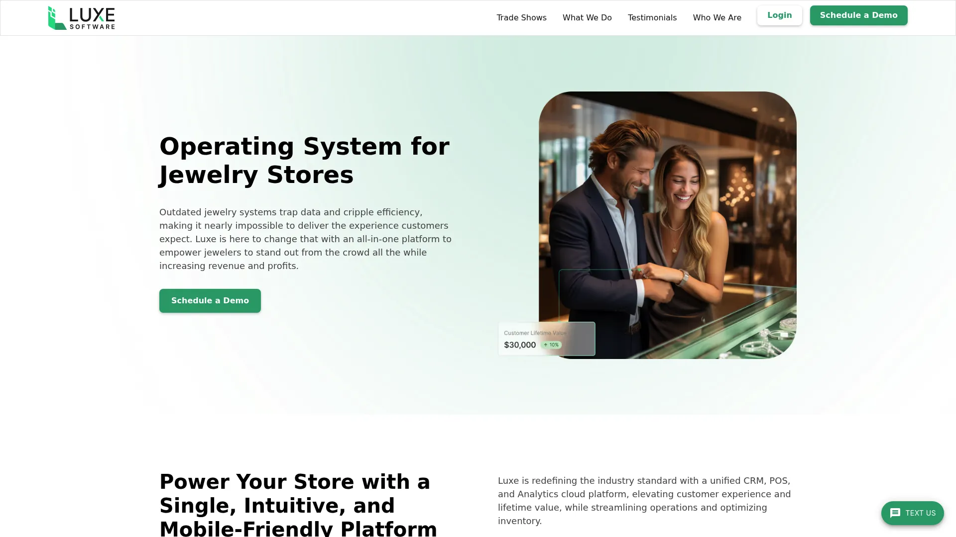 Luxe jewelry store operating system homepage