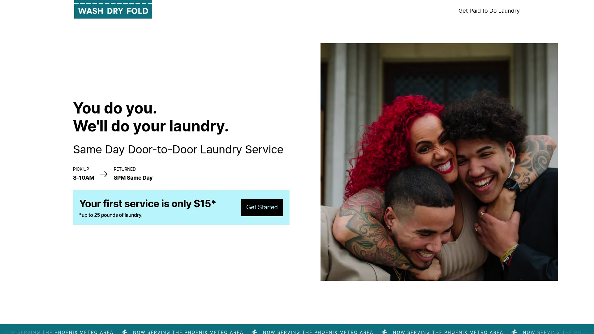 WashDryFold door-to-door laundry service homepage