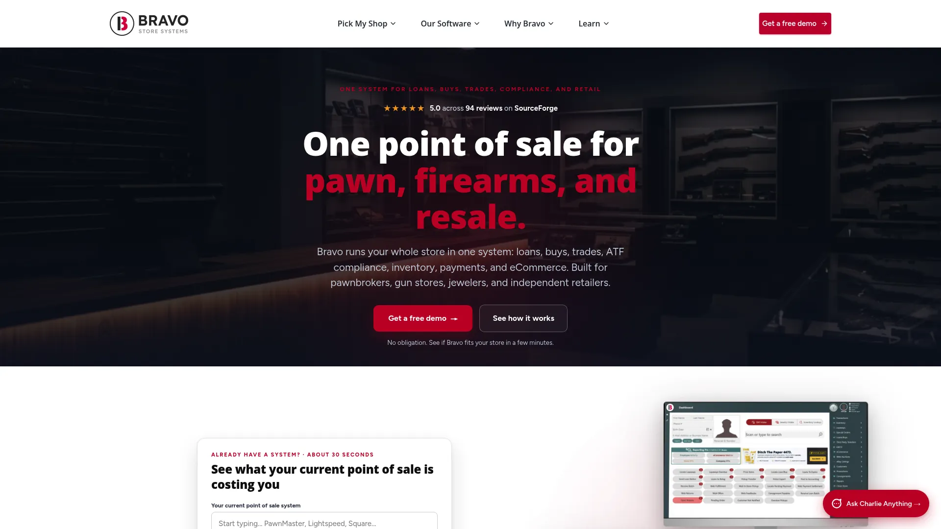 Bravo Store Systems all-in-one retail and pawn POS homepage