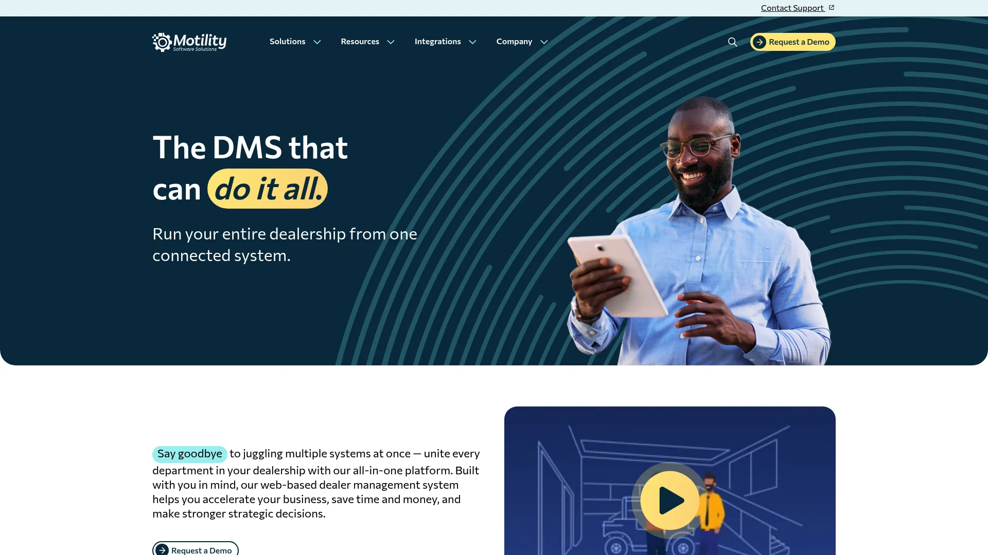 Motility Software dealer management system homepage