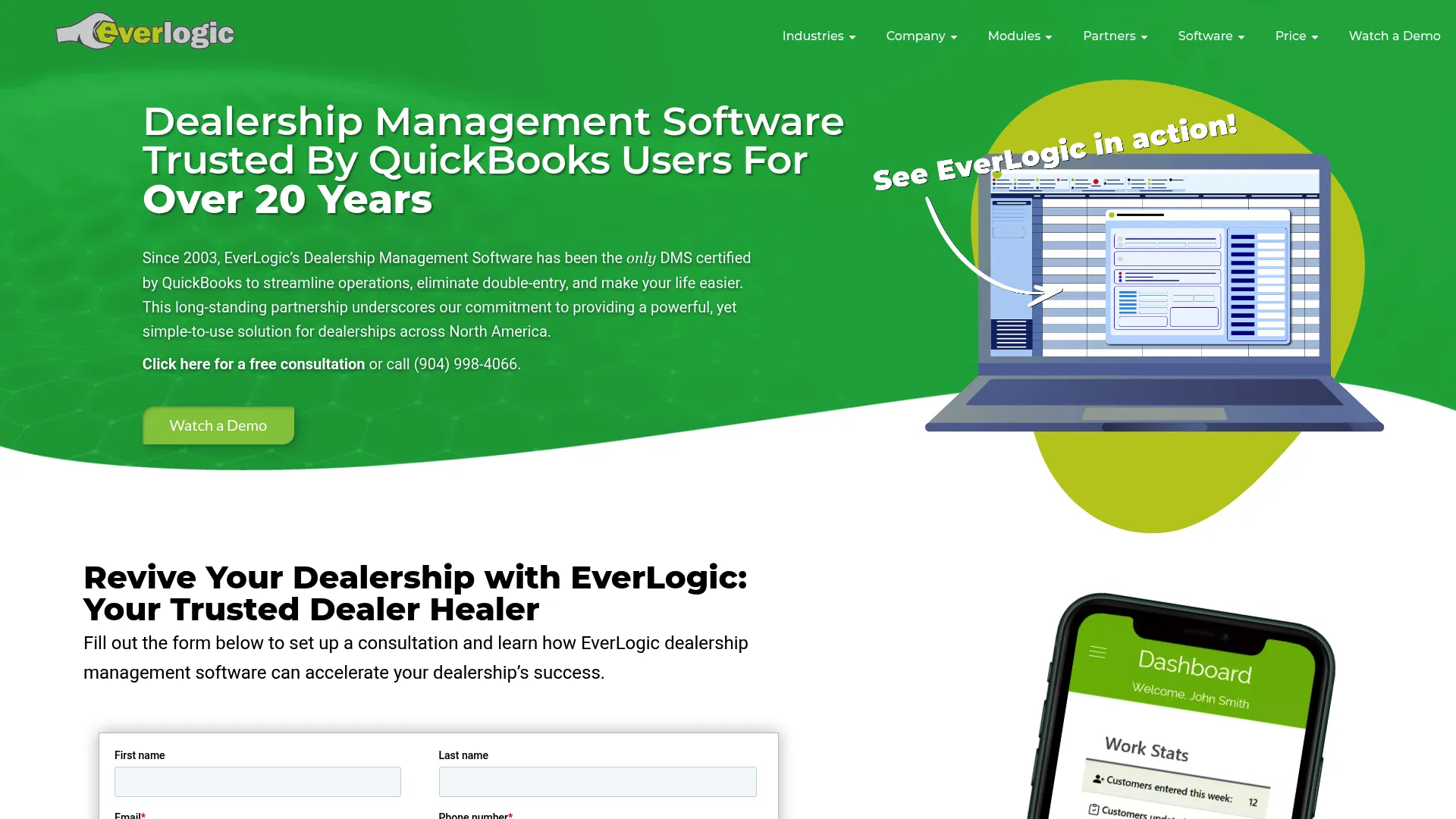 EverLogic RV dealership management software homepage