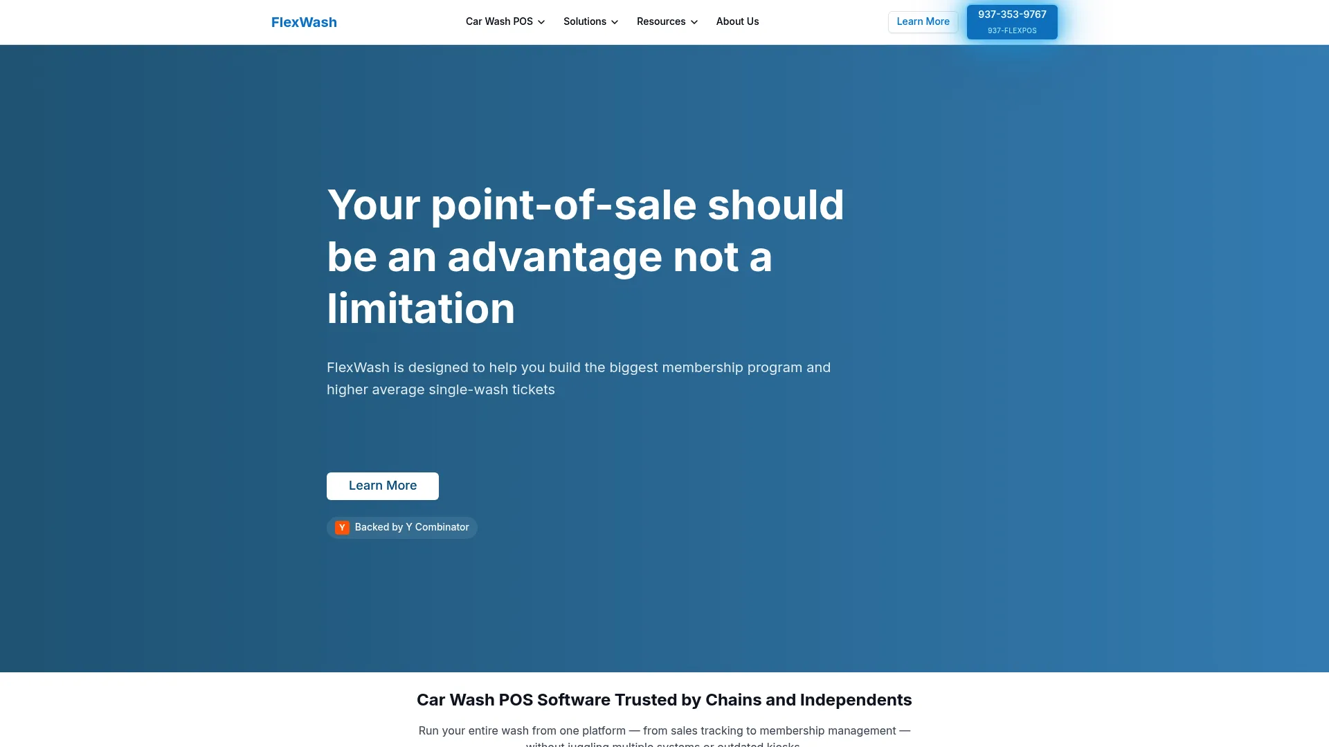 FlexWash car wash POS and CRM homepage