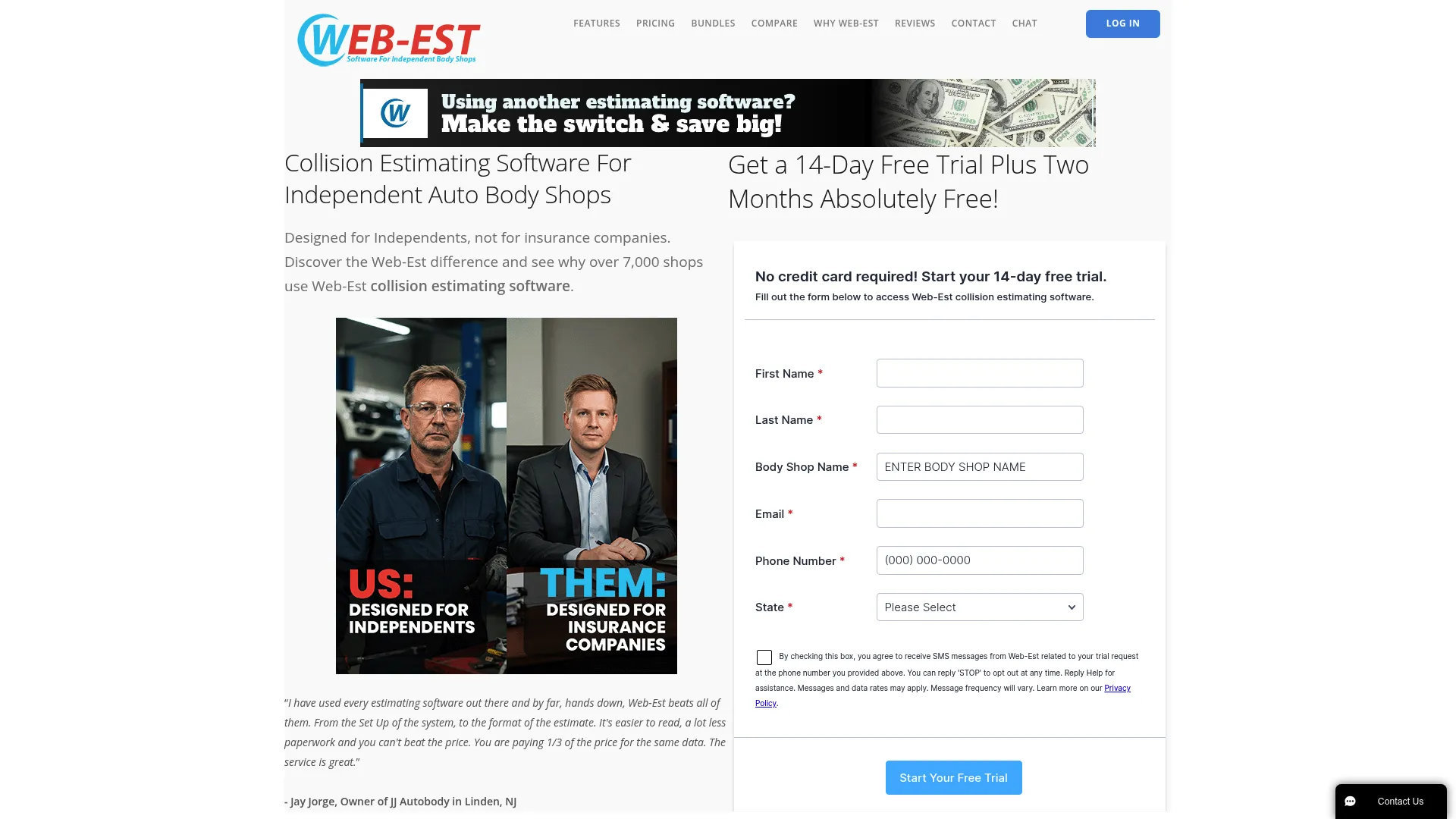 Web-Est collision estimating software homepage