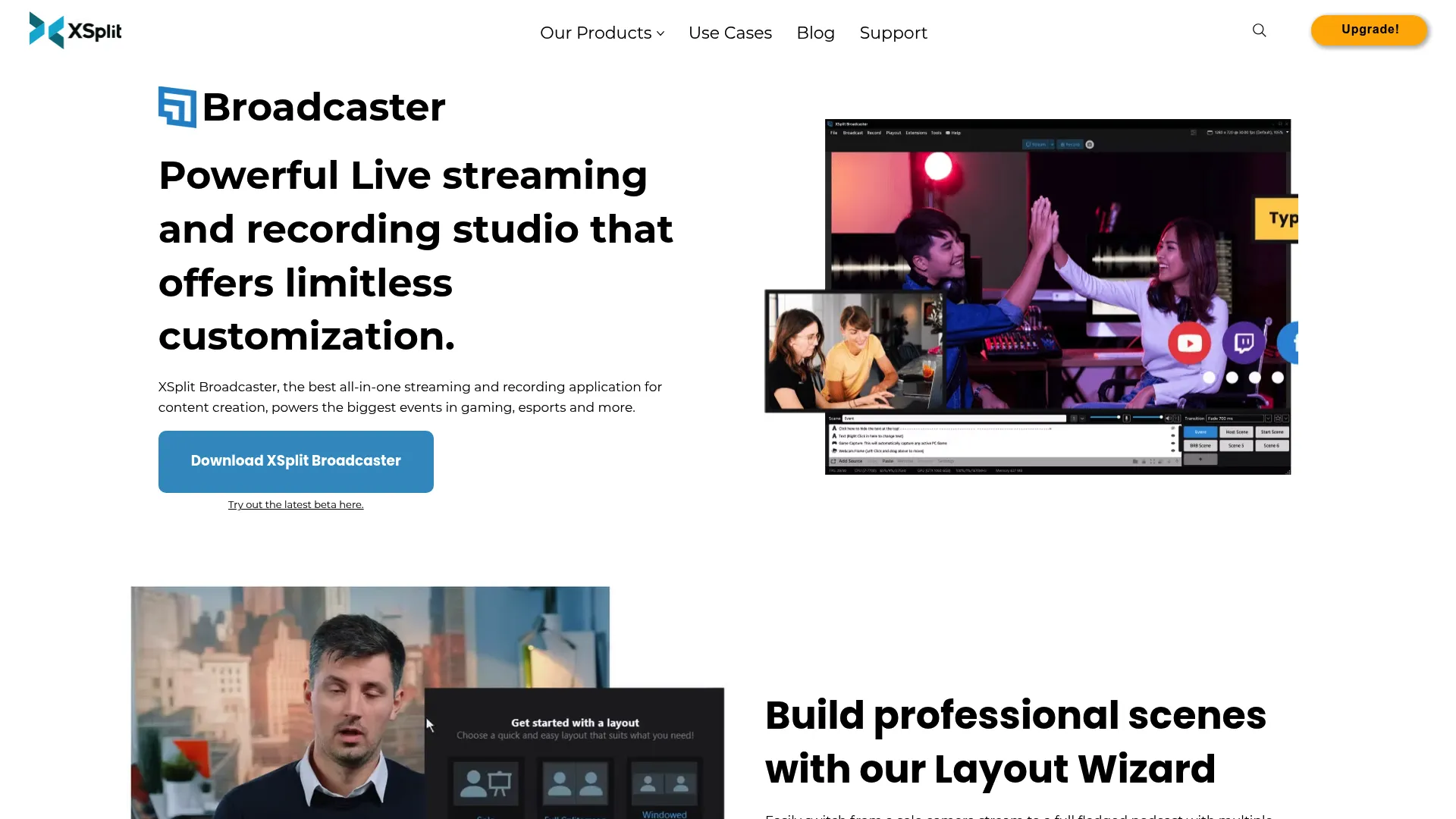 XSplit Broadcaster live streaming and recording studio software