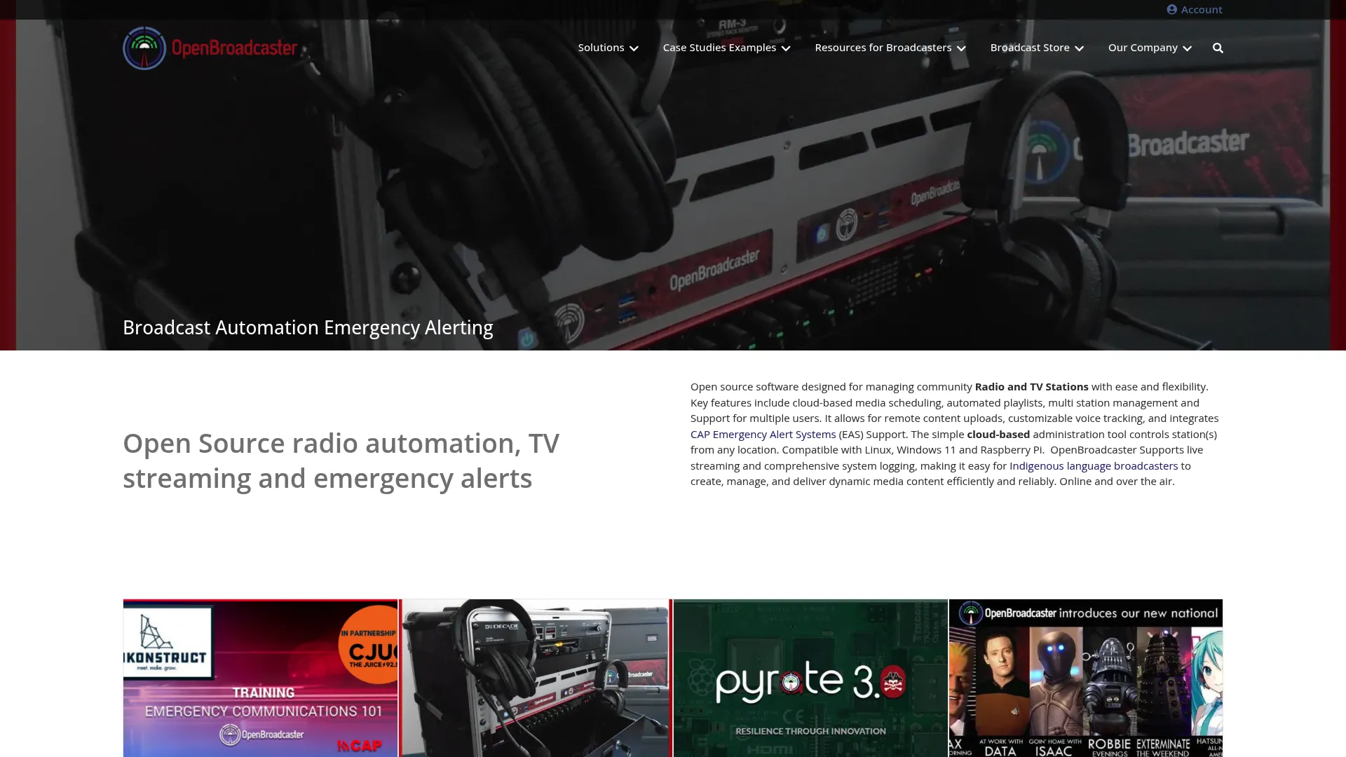 OpenBroadcaster open-source broadcast automation homepage